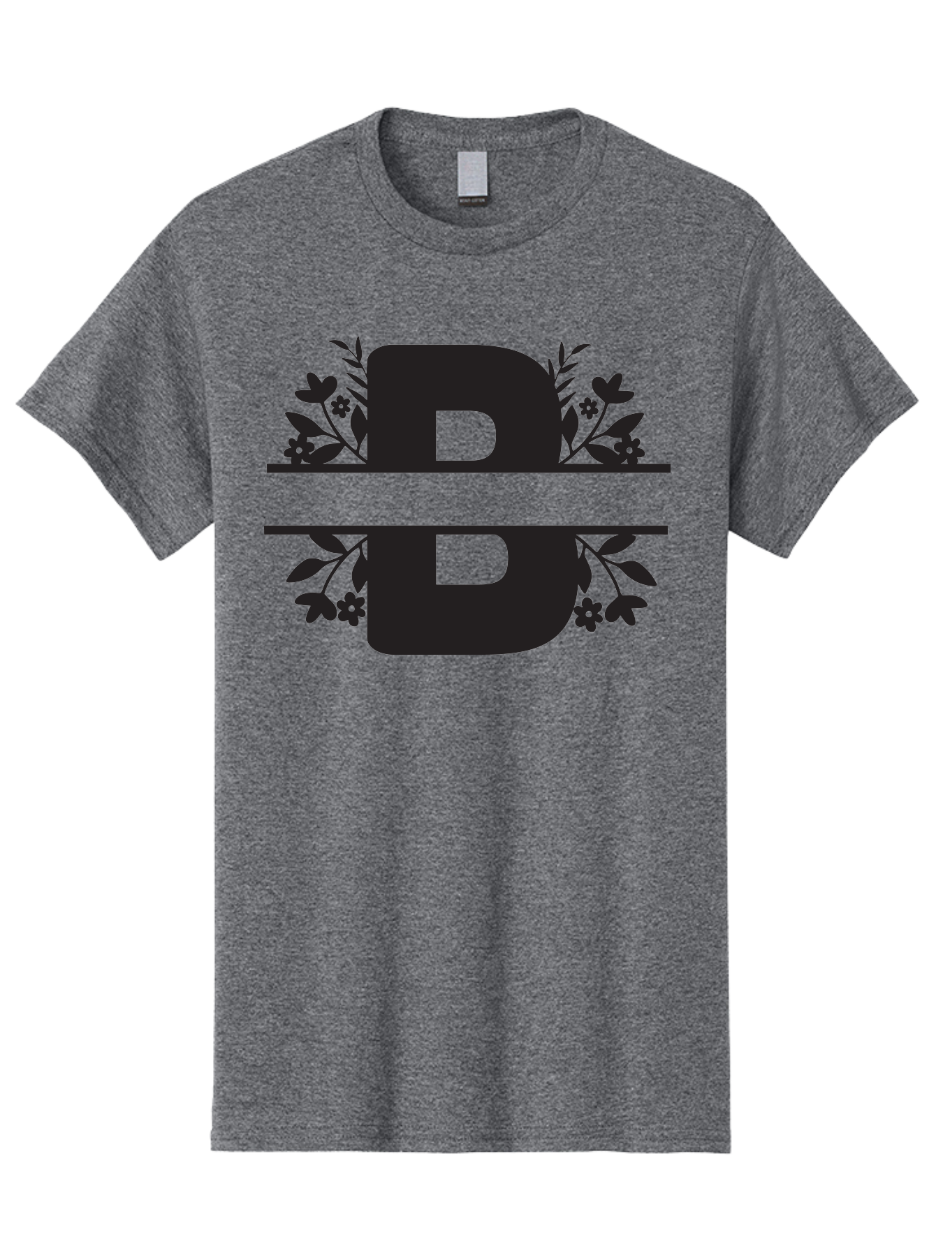 B-Floral Men'S Graphic Tee, 100% Cotton, Comfortable Casual Summer Wear, Machine Washable, Floral Design, Alphabet B, Black Letters, Flower Pattern, Leaves, Floral Arrangement, Typography Aac483 3