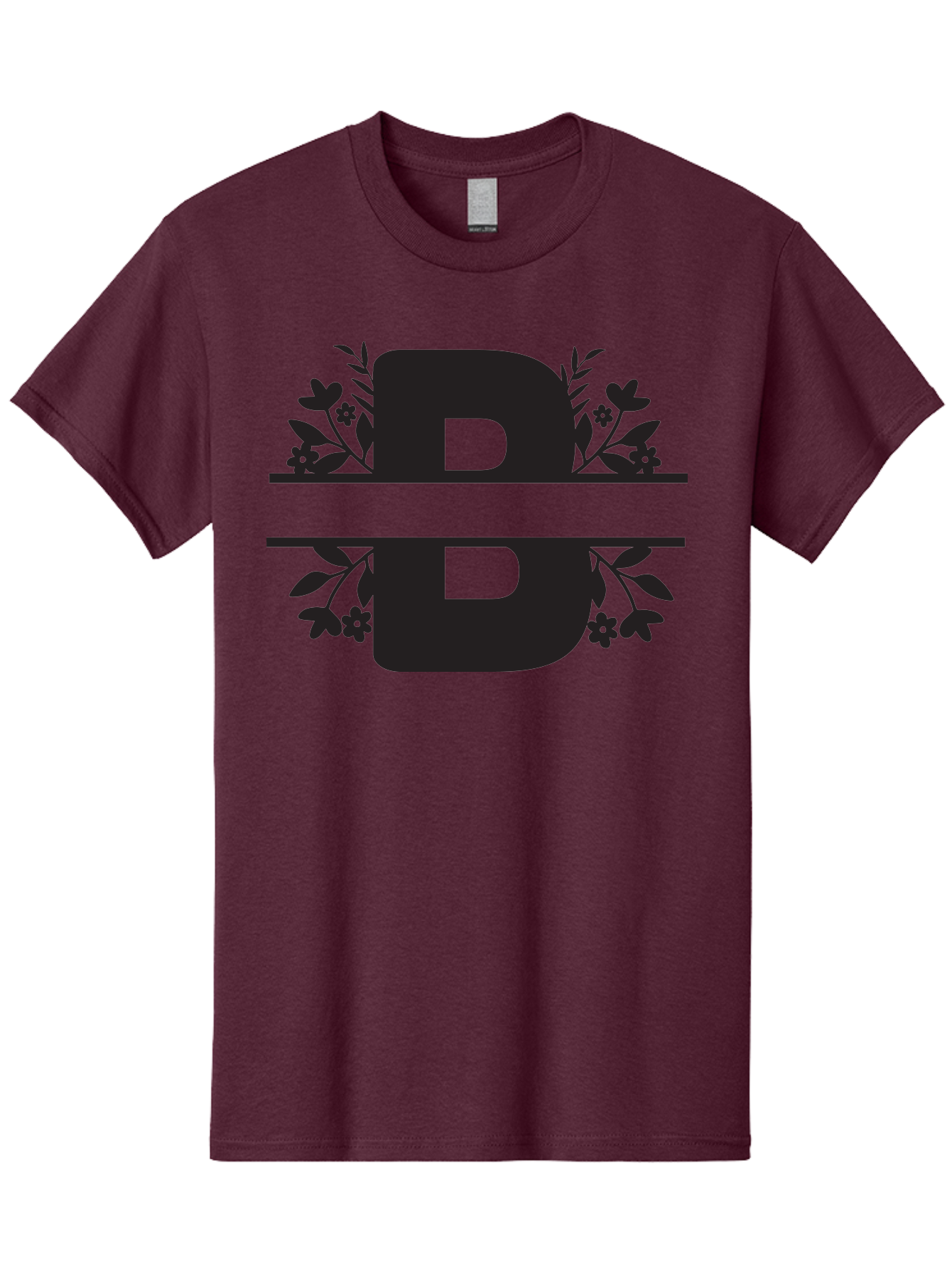 B-Floral Men'S Graphic Tee, 100% Cotton, Comfortable Casual Summer Wear, Machine Washable, Floral Design, Alphabet B, Black Letters, Flower Pattern, Leaves, Floral Arrangement, Typography Aac483 9