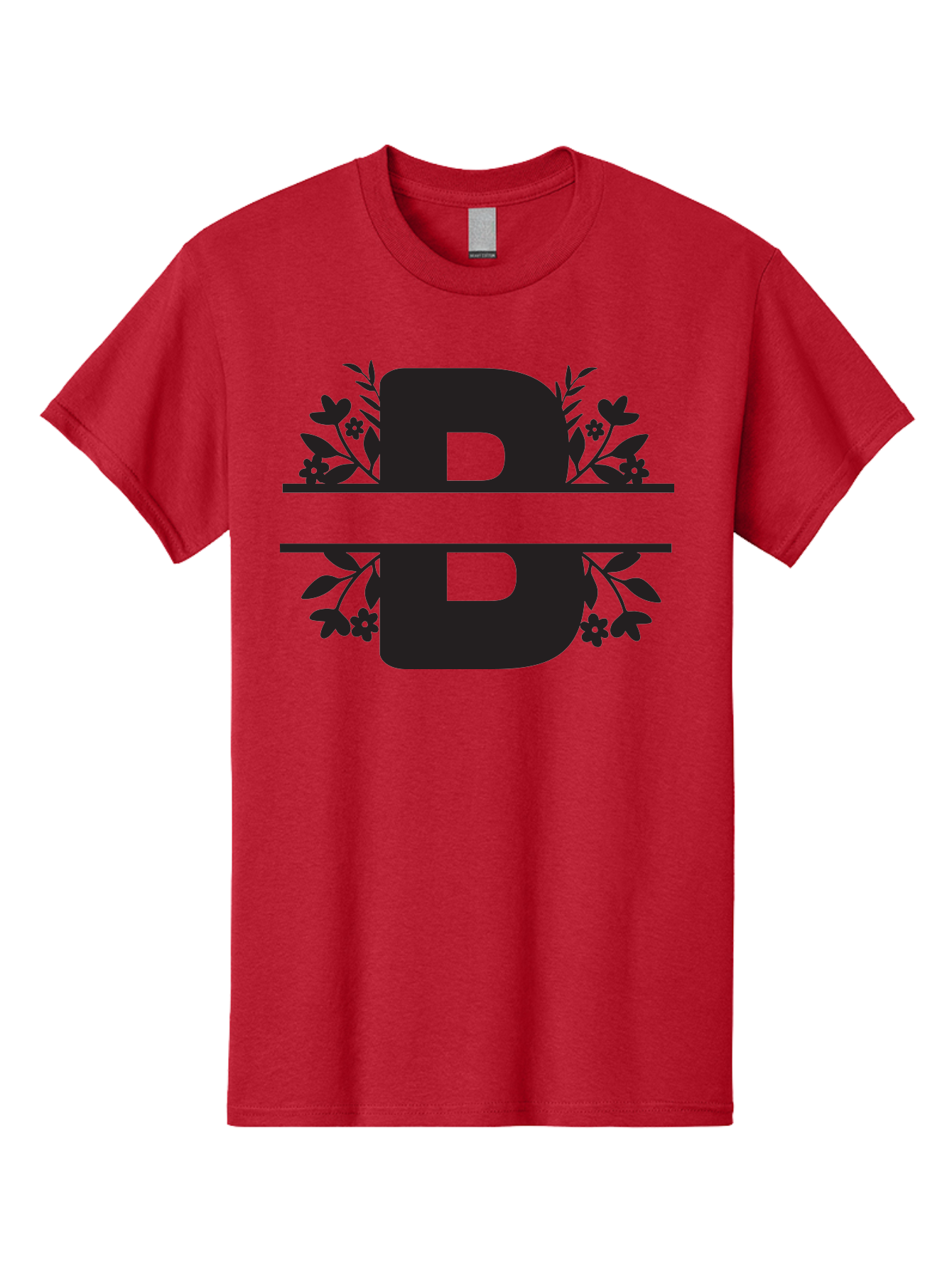 B-Floral Men'S Graphic Tee, 100% Cotton, Comfortable Casual Summer Wear, Machine Washable, Floral Design, Alphabet B, Black Letters, Flower Pattern, Leaves, Floral Arrangement, Typography Aac483 15