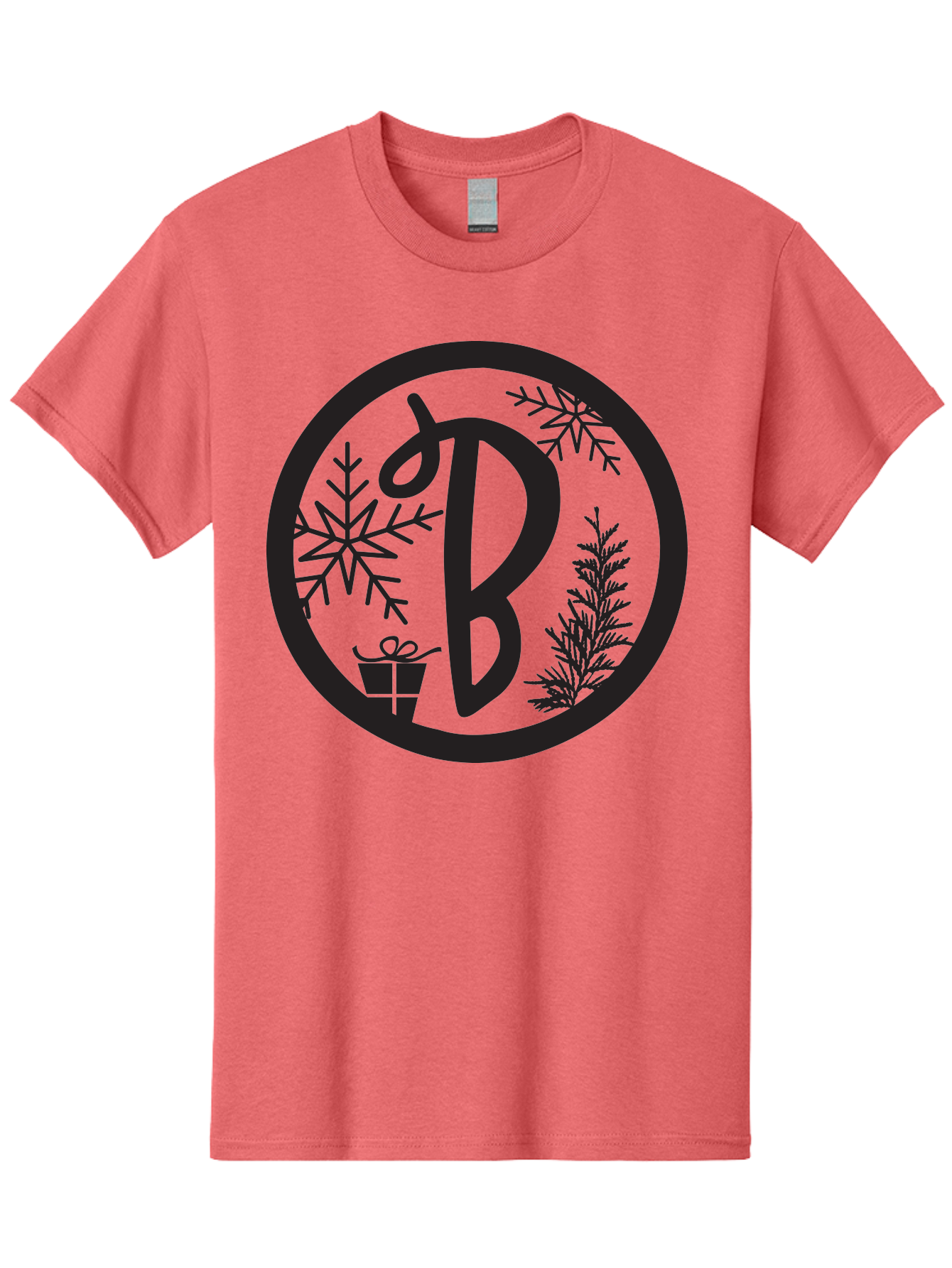 B Men'S Graphic Tee, 100% Cotton, Comfortable Casual Summer Wear, Machine Washable, Christmas Gift, Snowflake, Festive Decorations, Holly Leaves, Holiday Season, Winter Wonderland, Winter Holidays, Gift Box, Christmas Theme Aac484 23