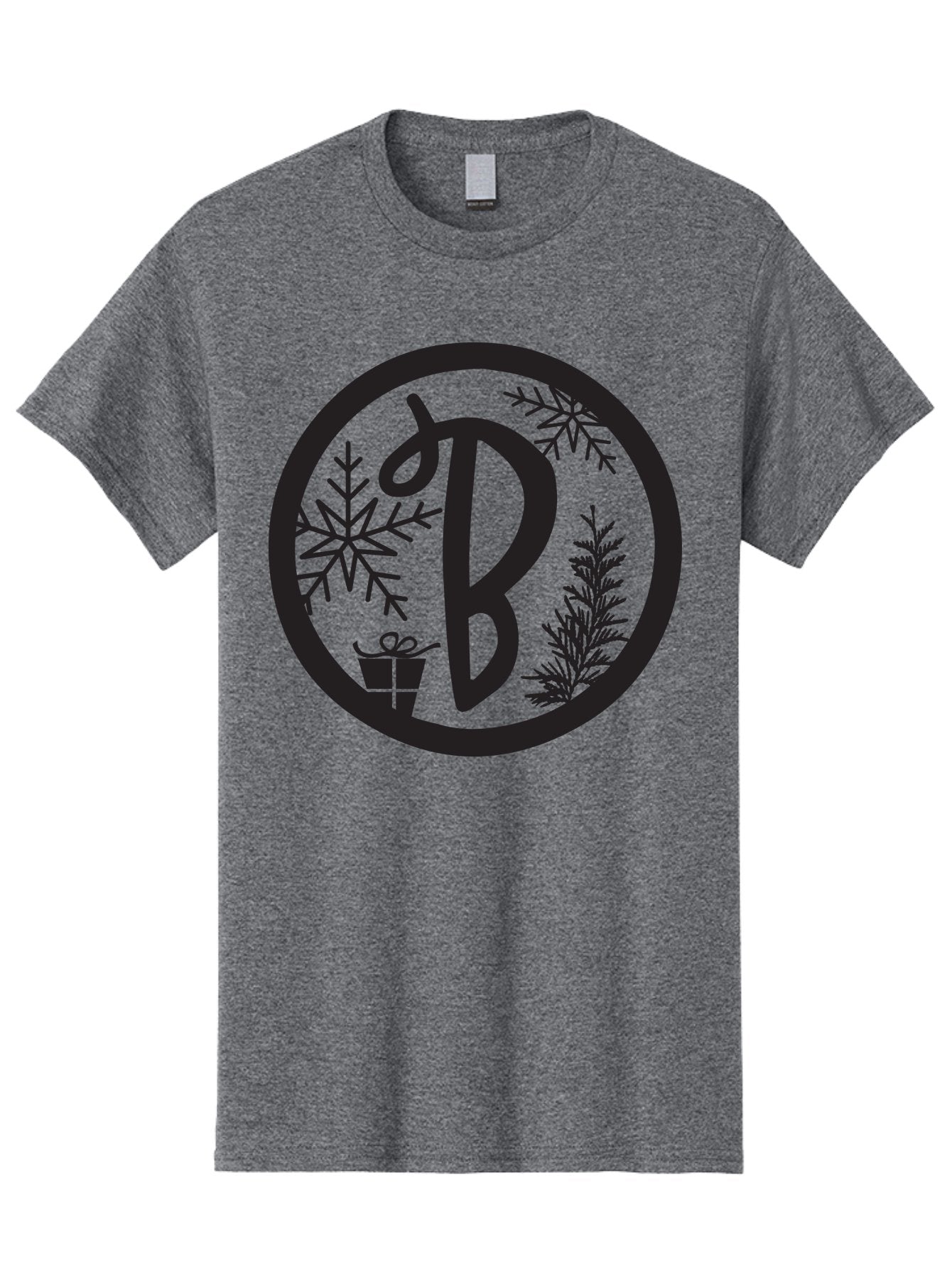 B Men'S Graphic Tee, 100% Cotton, Comfortable Casual Summer Wear, Machine Washable, Christmas Gift, Snowflake, Festive Decorations, Holly Leaves, Holiday Season, Winter Wonderland, Winter Holidays, Gift Box, Christmas Theme Aac484 3