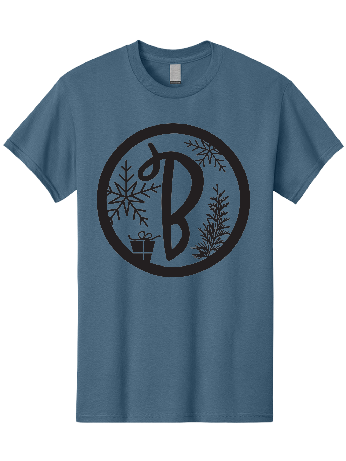 B Men'S Graphic Tee, 100% Cotton, Comfortable Casual Summer Wear, Machine Washable, Christmas Gift, Snowflake, Festive Decorations, Holly Leaves, Holiday Season, Winter Wonderland, Winter Holidays, Gift Box, Christmas Theme Aac484 11