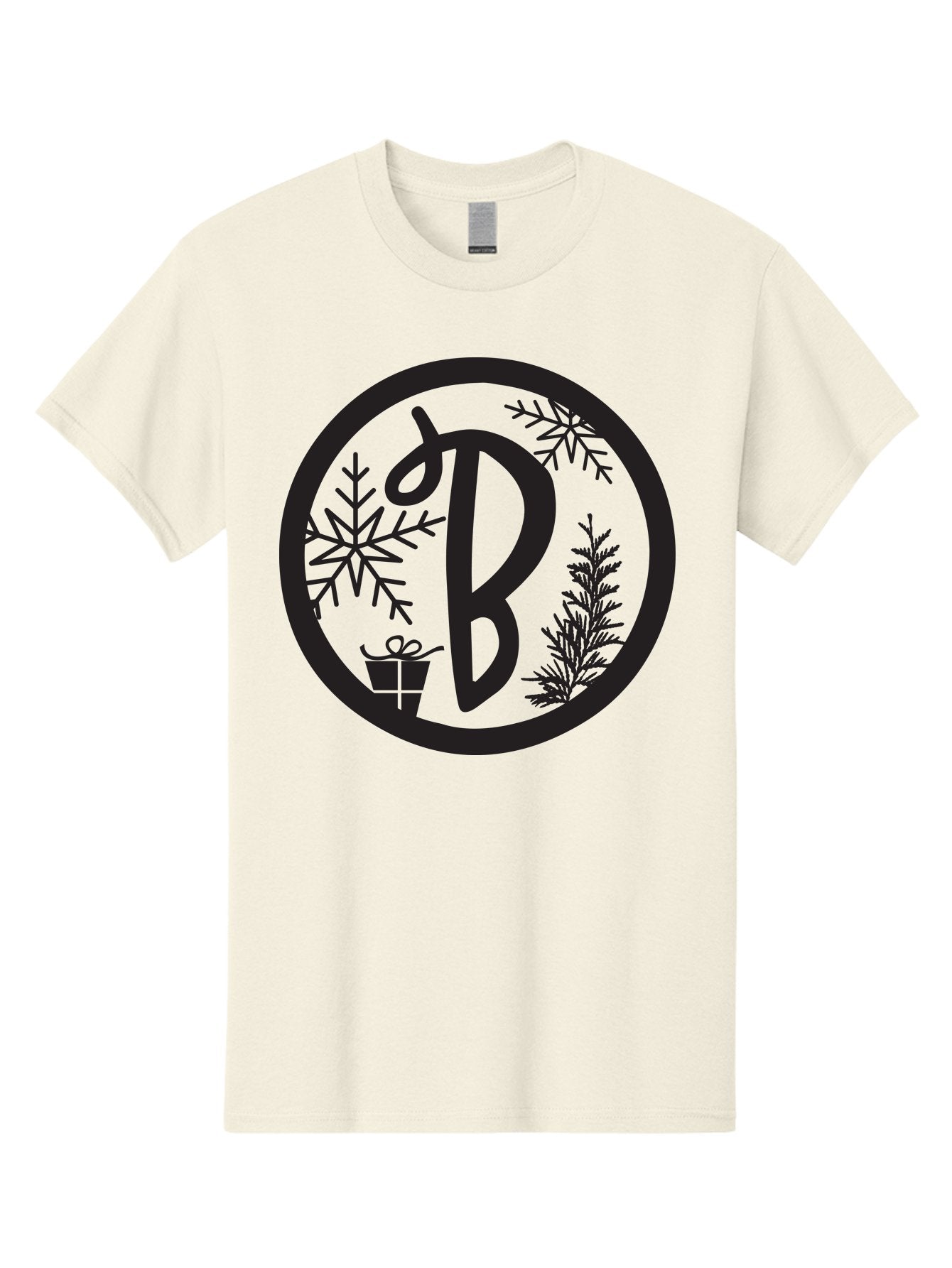 B Men'S Graphic Tee, 100% Cotton, Comfortable Casual Summer Wear, Machine Washable, Christmas Gift, Snowflake, Festive Decorations, Holly Leaves, Holiday Season, Winter Wonderland, Winter Holidays, Gift Box, Christmas Theme Aac484