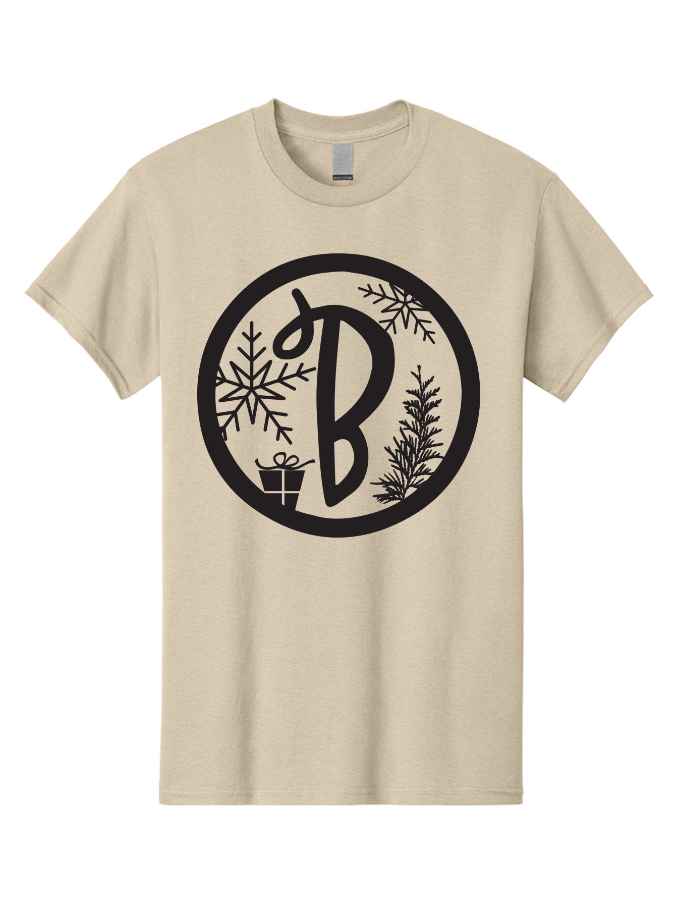 B Men'S Graphic Tee, 100% Cotton, Comfortable Casual Summer Wear, Machine Washable, Christmas Gift, Snowflake, Festive Decorations, Holly Leaves, Holiday Season, Winter Wonderland, Winter Holidays, Gift Box, Christmas Theme Aac484 13