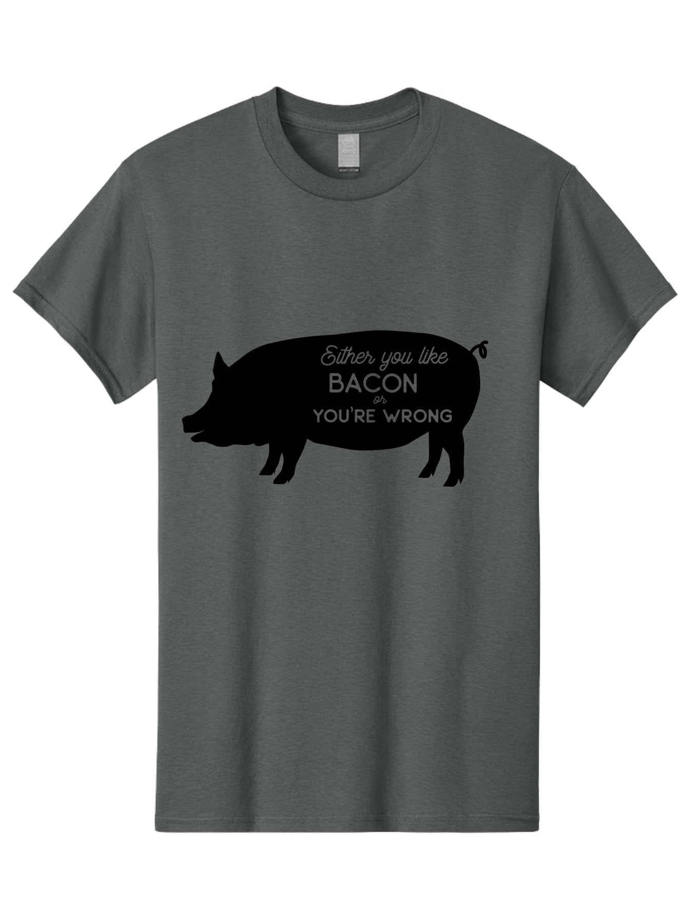 Bacon-Or-You-Re-Wrong Men'S Graphic Tee, 100% Cotton, Comfortable Casual Summer Wear, Machine Washable, Funny Quote, Bacon Lover, Pig Silhouette, Humorous Saying, Foodie Humor, Quote About Bacon, Bacon Enthusiast, Quirky Design, Aac485 7