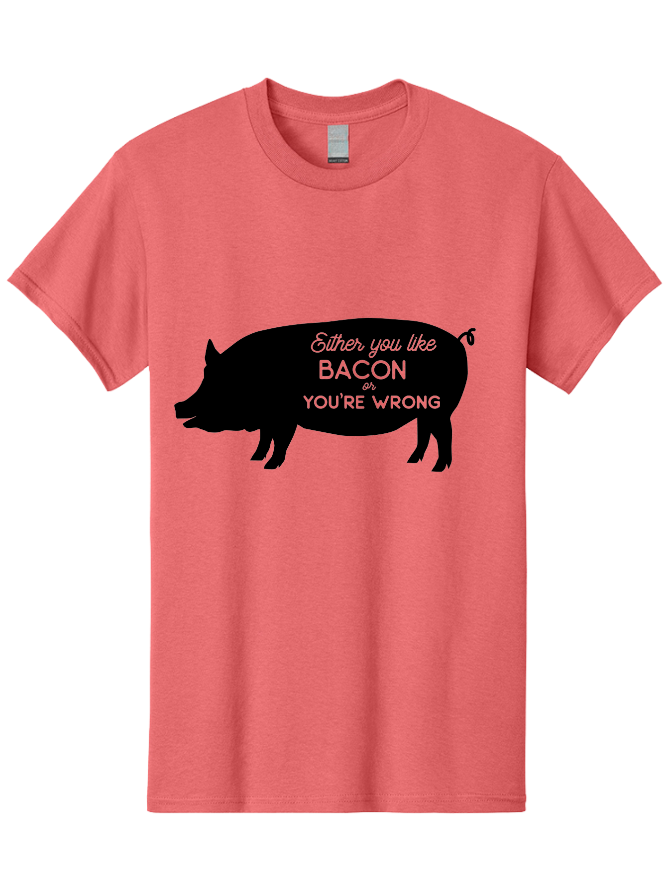 Bacon-Or-You-Re-Wrong Men'S Graphic Tee, 100% Cotton, Comfortable Casual Summer Wear, Machine Washable, Funny Quote, Bacon Lover, Pig Silhouette, Humorous Saying, Foodie Humor, Quote About Bacon, Bacon Enthusiast, Quirky Design, Aac485 27