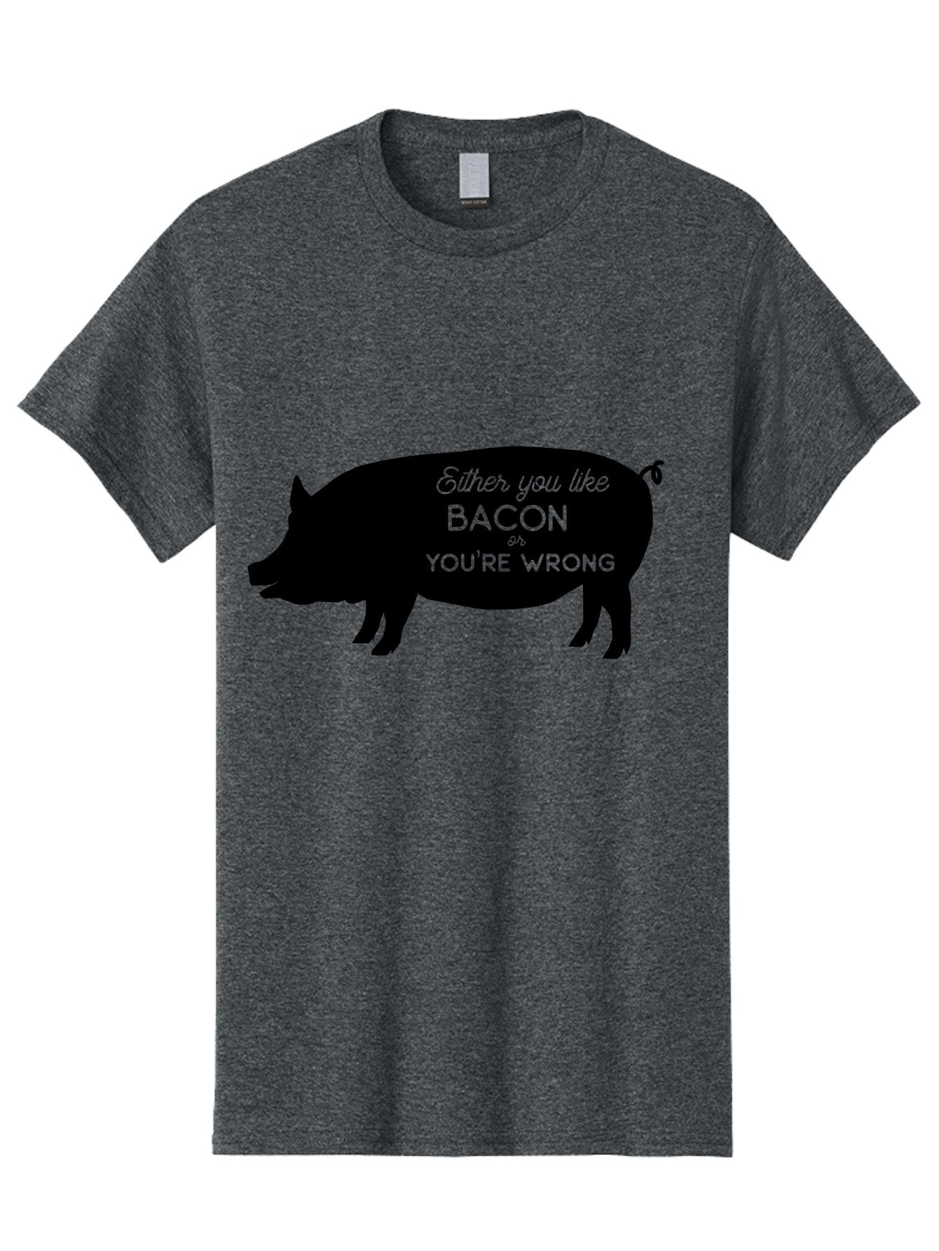 Bacon-Or-You-Re-Wrong Men'S Graphic Tee, 100% Cotton, Comfortable Casual Summer Wear, Machine Washable, Funny Quote, Bacon Lover, Pig Silhouette, Humorous Saying, Foodie Humor, Quote About Bacon, Bacon Enthusiast, Quirky Design, Aac485 3
