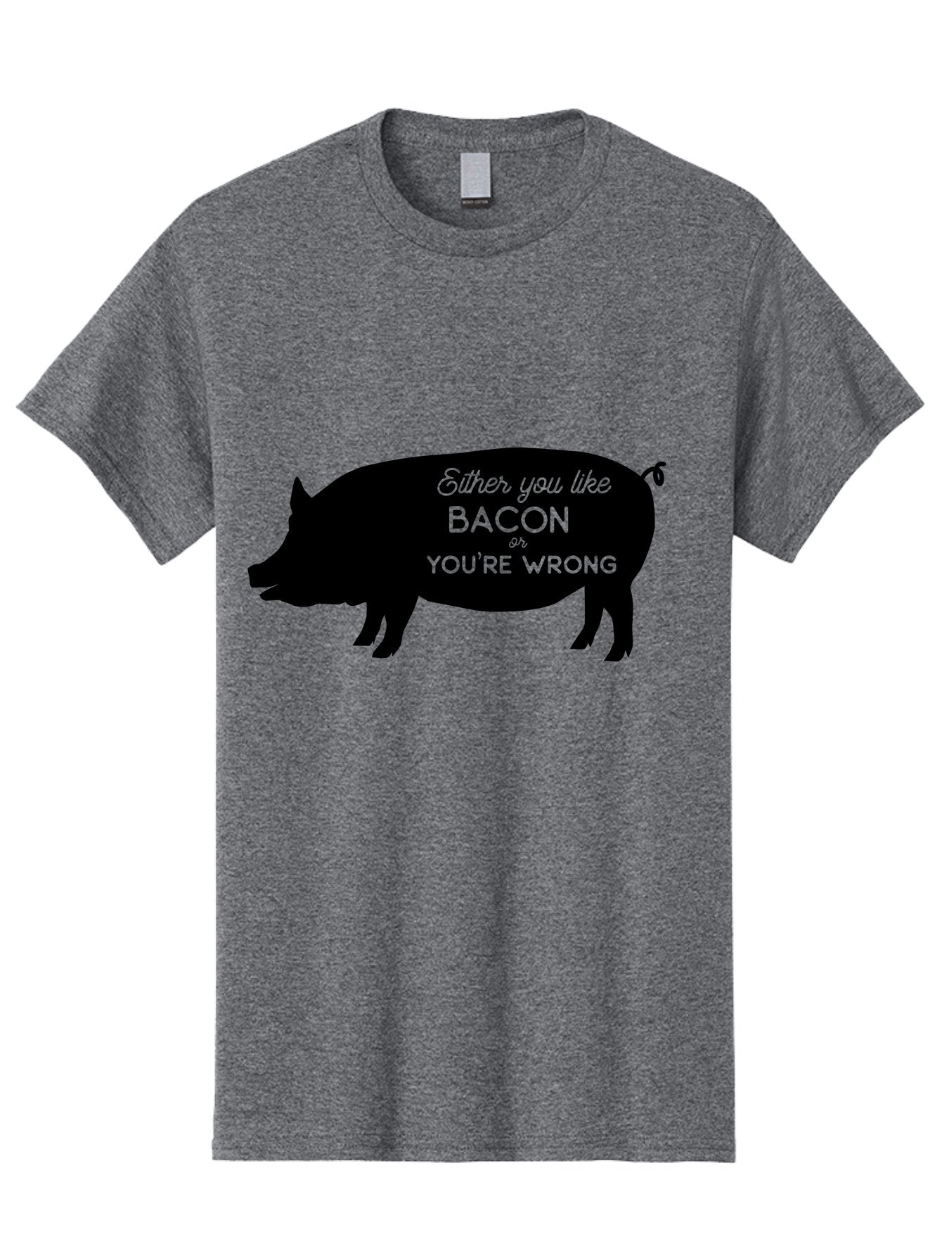 Bacon-Or-You-Re-Wrong Men'S Graphic Tee, 100% Cotton, Comfortable Casual Summer Wear, Machine Washable, Funny Quote, Bacon Lover, Pig Silhouette, Humorous Saying, Foodie Humor, Quote About Bacon, Bacon Enthusiast, Quirky Design, Aac485 15