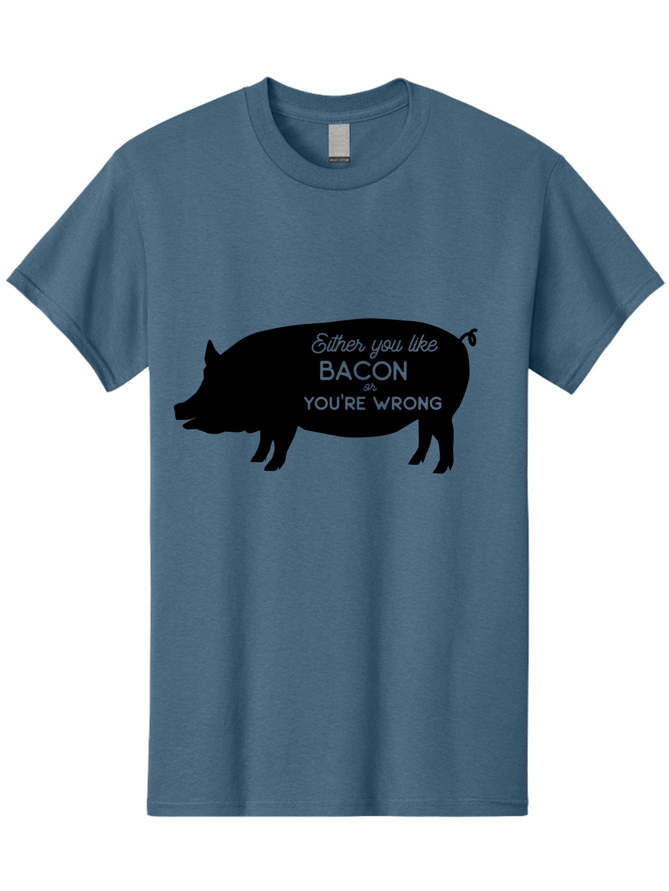 Bacon-Or-You-Re-Wrong Men'S Graphic Tee, 100% Cotton, Comfortable Casual Summer Wear, Machine Washable, Funny Quote, Bacon Lover, Pig Silhouette, Humorous Saying, Foodie Humor, Quote About Bacon, Bacon Enthusiast, Quirky Design, Aac485 9