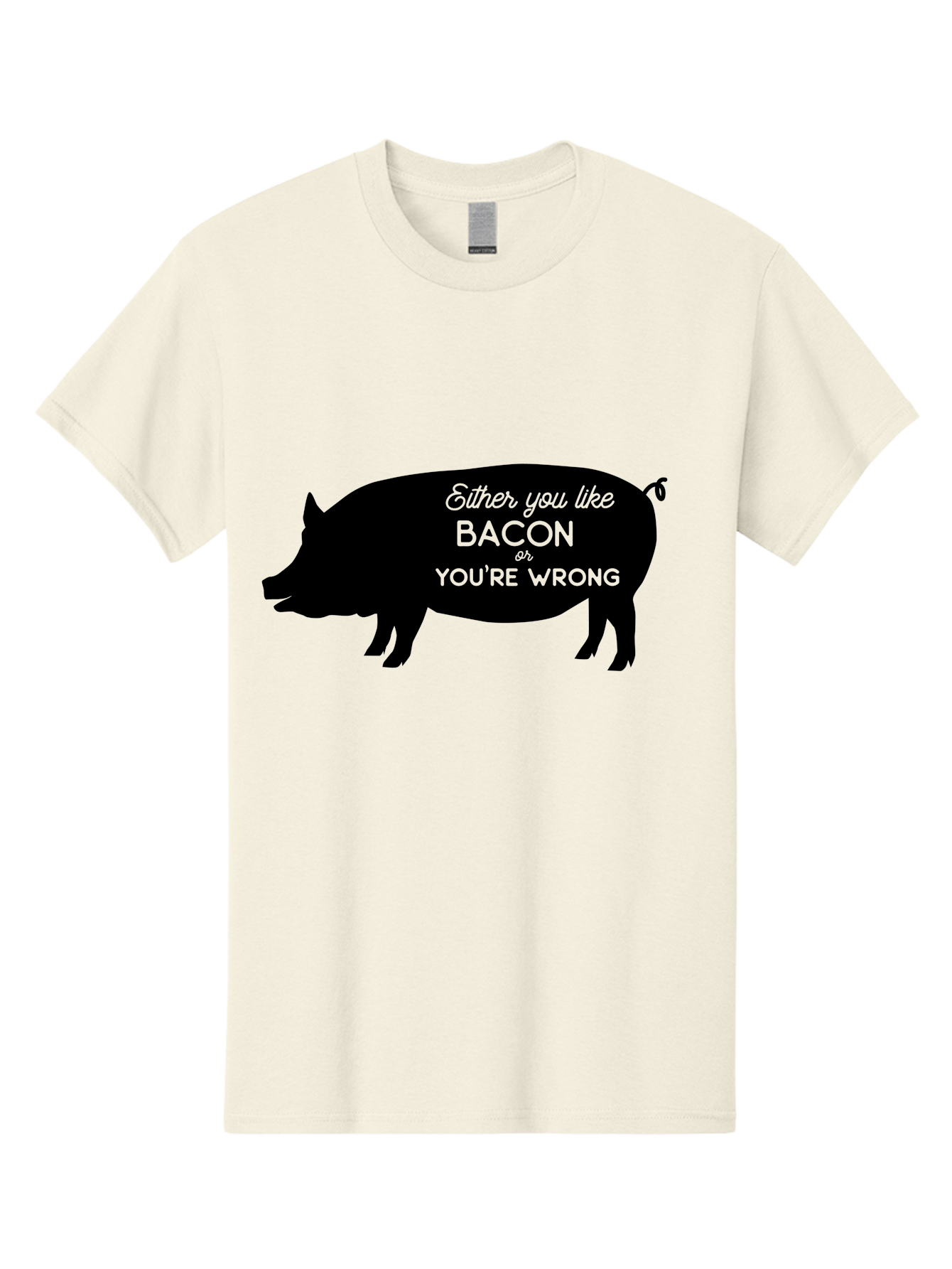 Bacon-Or-You-Re-Wrong Men'S Graphic Tee, 100% Cotton, Comfortable Casual Summer Wear, Machine Washable, Funny Quote, Bacon Lover, Pig Silhouette, Humorous Saying, Foodie Humor, Quote About Bacon, Bacon Enthusiast, Quirky Design, Aac485 19