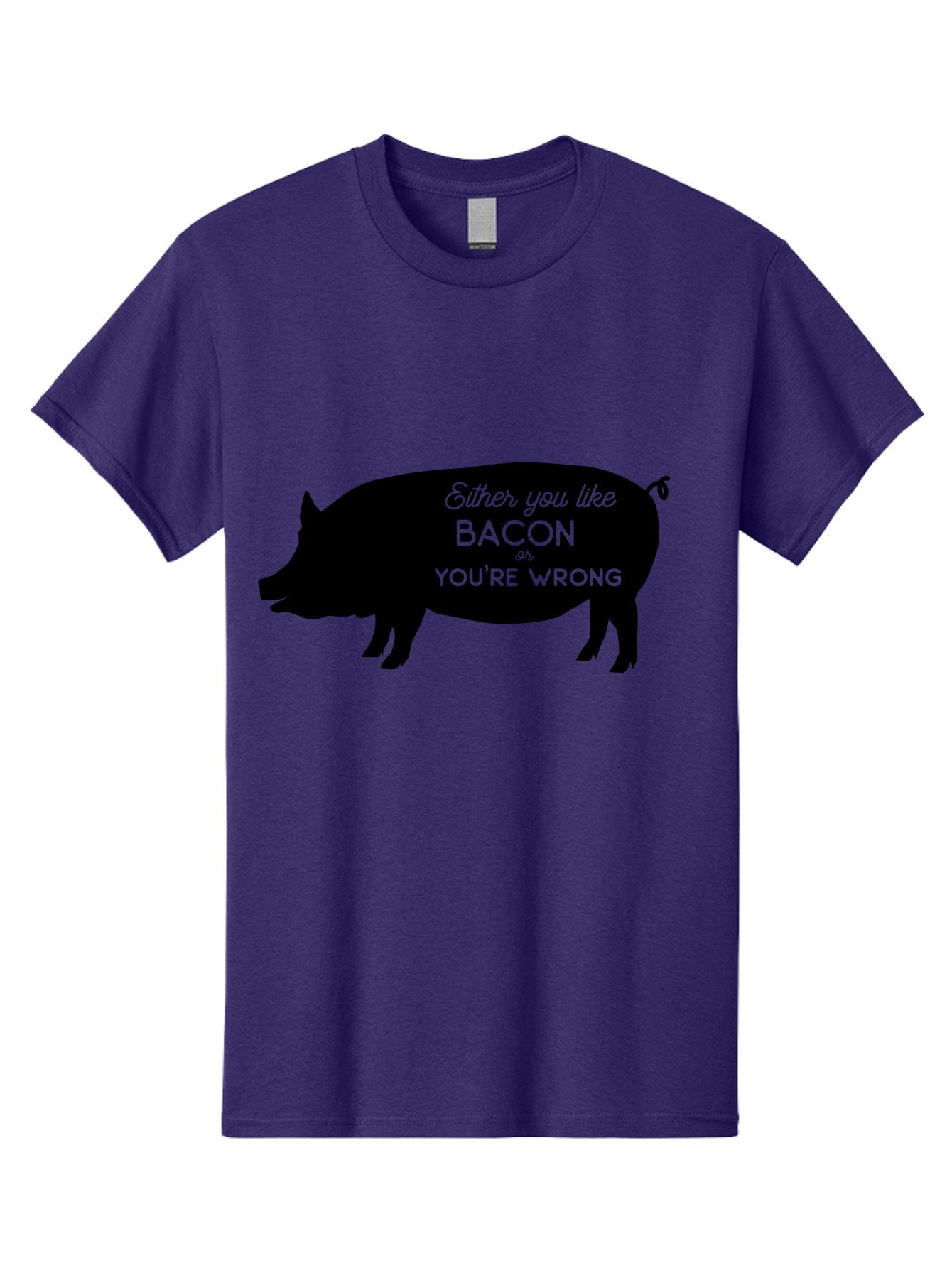Bacon-Or-You-Re-Wrong Men'S Graphic Tee, 100% Cotton, Comfortable Casual Summer Wear, Machine Washable, Funny Quote, Bacon Lover, Pig Silhouette, Humorous Saying, Foodie Humor, Quote About Bacon, Bacon Enthusiast, Quirky Design, Aac485 8