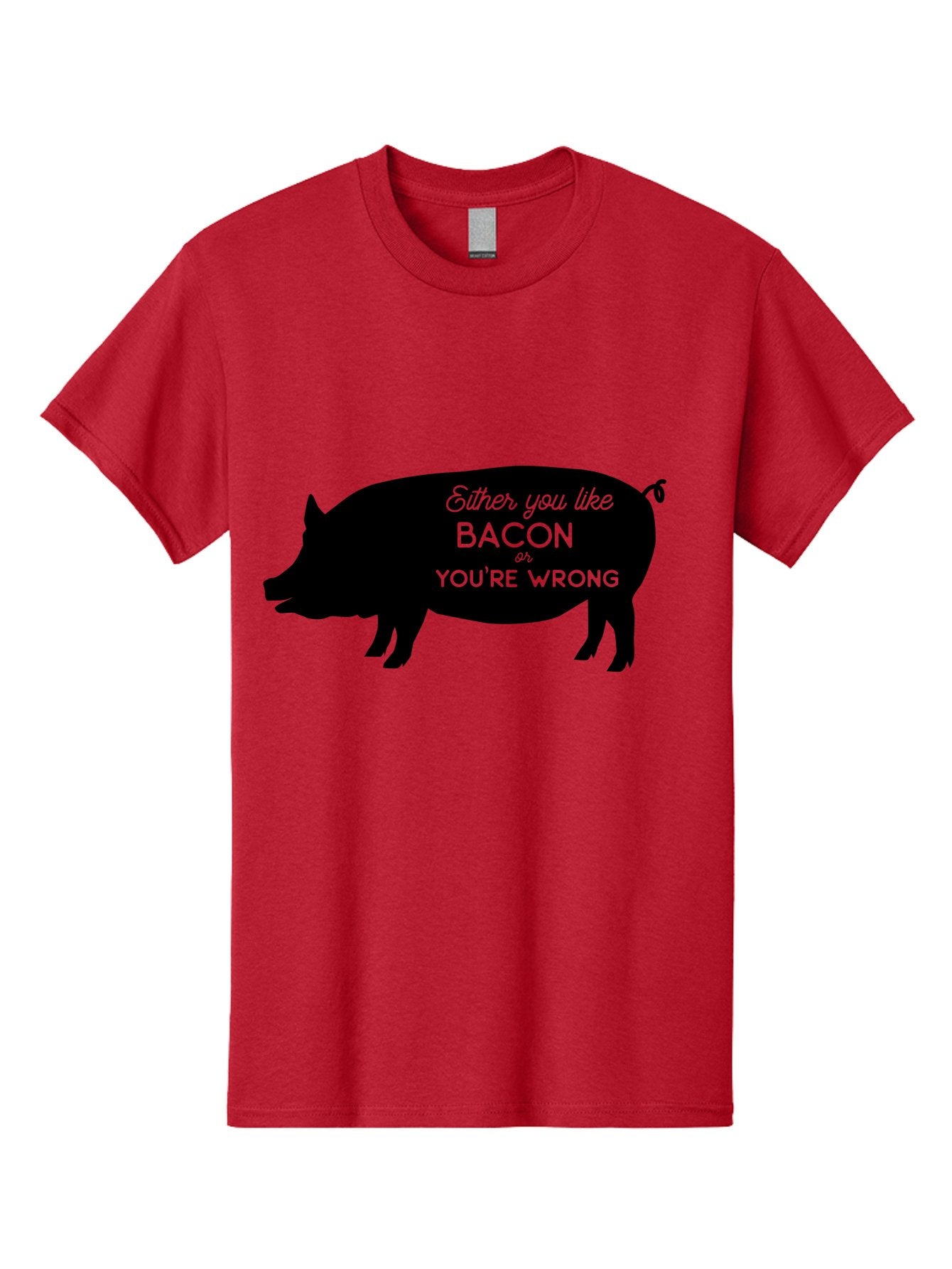 Bacon-Or-You-Re-Wrong Men'S Graphic Tee, 100% Cotton, Comfortable Casual Summer Wear, Machine Washable, Funny Quote, Bacon Lover, Pig Silhouette, Humorous Saying, Foodie Humor, Quote About Bacon, Bacon Enthusiast, Quirky Design, Aac485 5