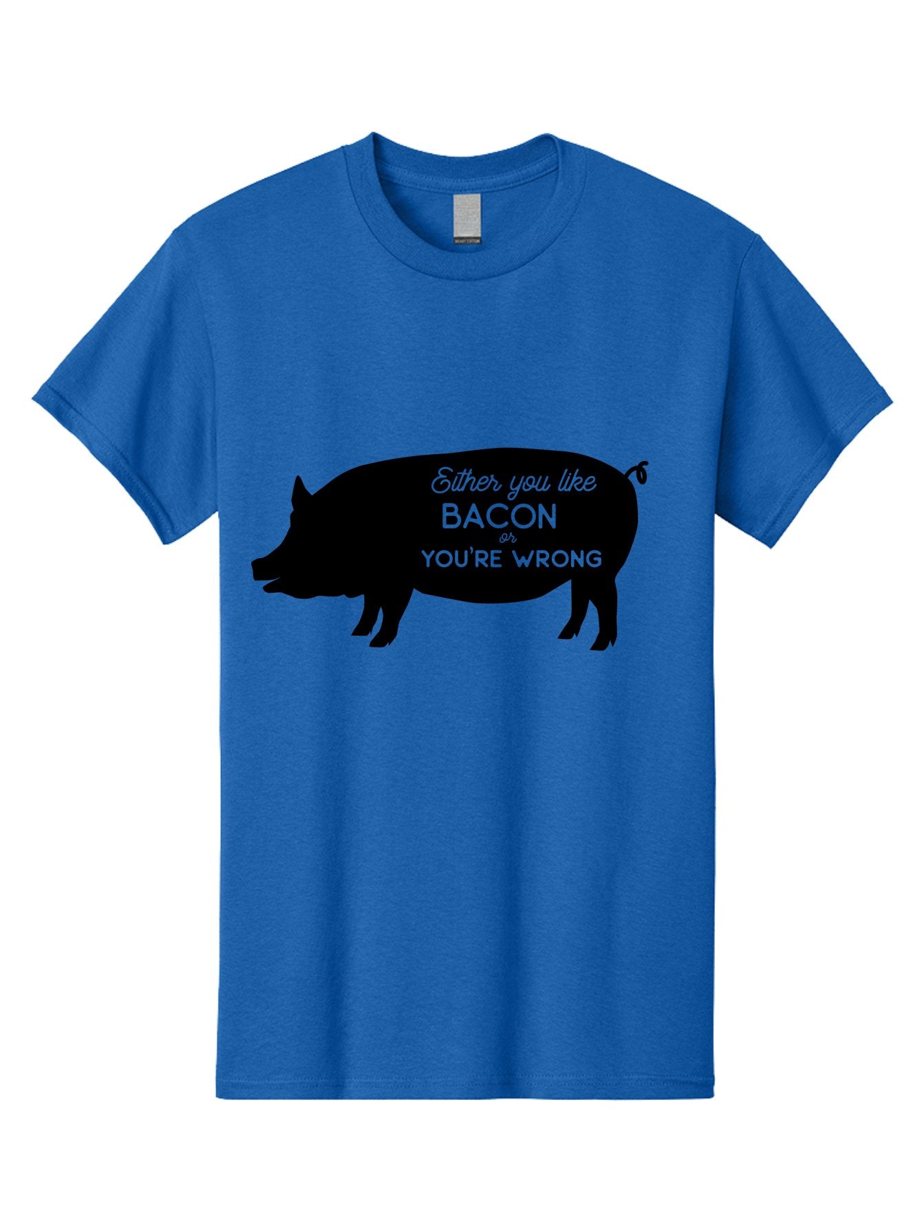 Bacon-Or-You-Re-Wrong Men'S Graphic Tee, 100% Cotton, Comfortable Casual Summer Wear, Machine Washable, Funny Quote, Bacon Lover, Pig Silhouette, Humorous Saying, Foodie Humor, Quote About Bacon, Bacon Enthusiast, Quirky Design, Aac485 11
