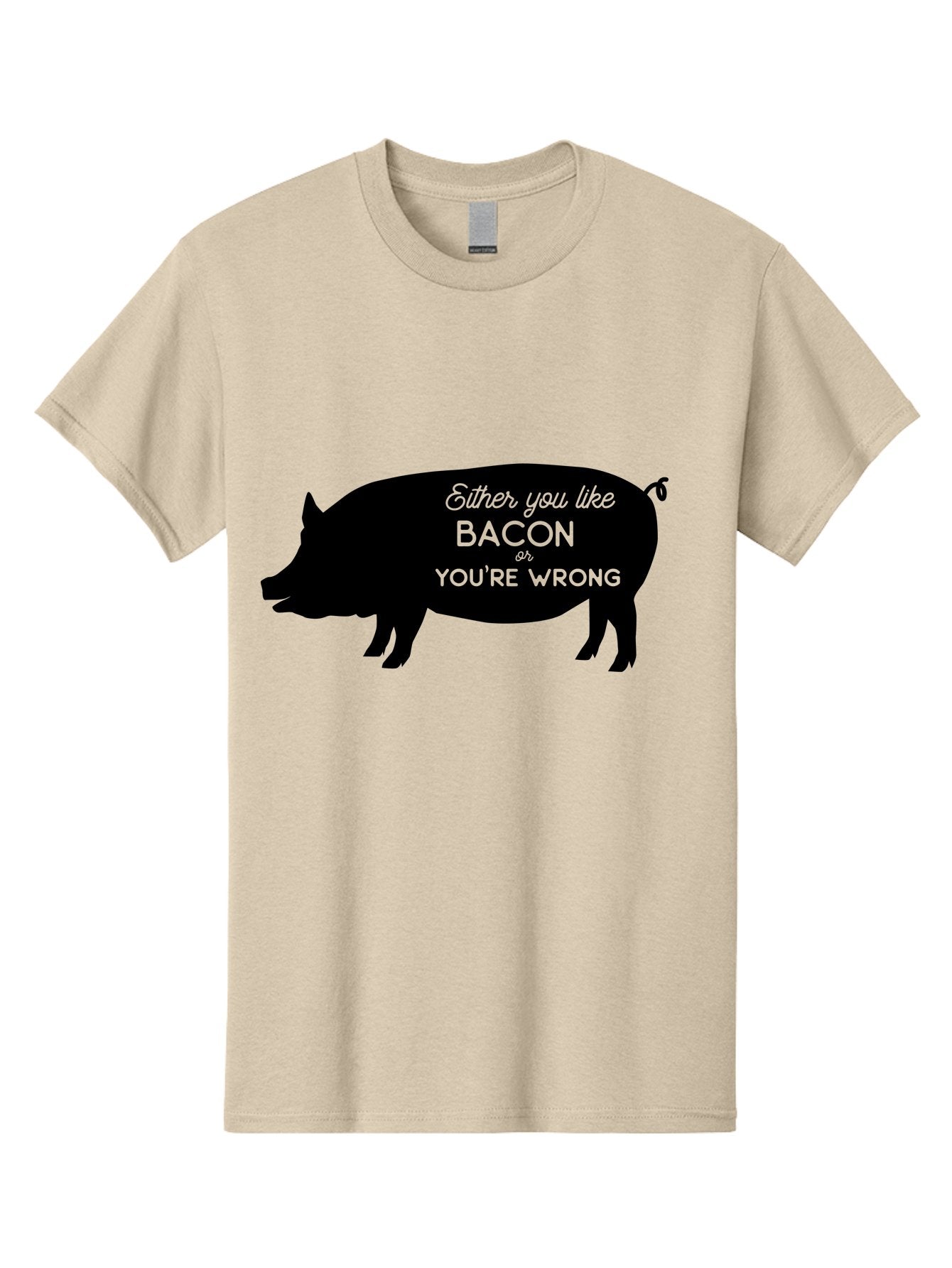 Bacon-Or-You-Re-Wrong Men'S Graphic Tee, 100% Cotton, Comfortable Casual Summer Wear, Machine Washable, Funny Quote, Bacon Lover, Pig Silhouette, Humorous Saying, Foodie Humor, Quote About Bacon, Bacon Enthusiast, Quirky Design, Aac485 12
