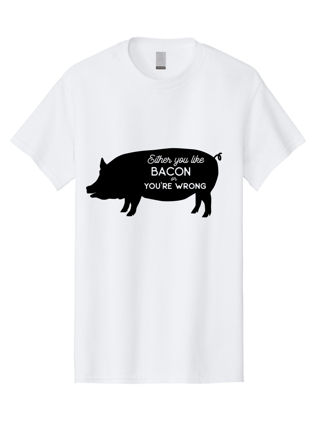 Bacon-Or-You-Re-Wrong Men'S Graphic Tee, 100% Cotton, Comfortable Casual Summer Wear, Machine Washable, Funny Quote, Bacon Lover, Pig Silhouette, Humorous Saying, Foodie Humor, Quote About Bacon, Bacon Enthusiast, Quirky Design, Aac485 14