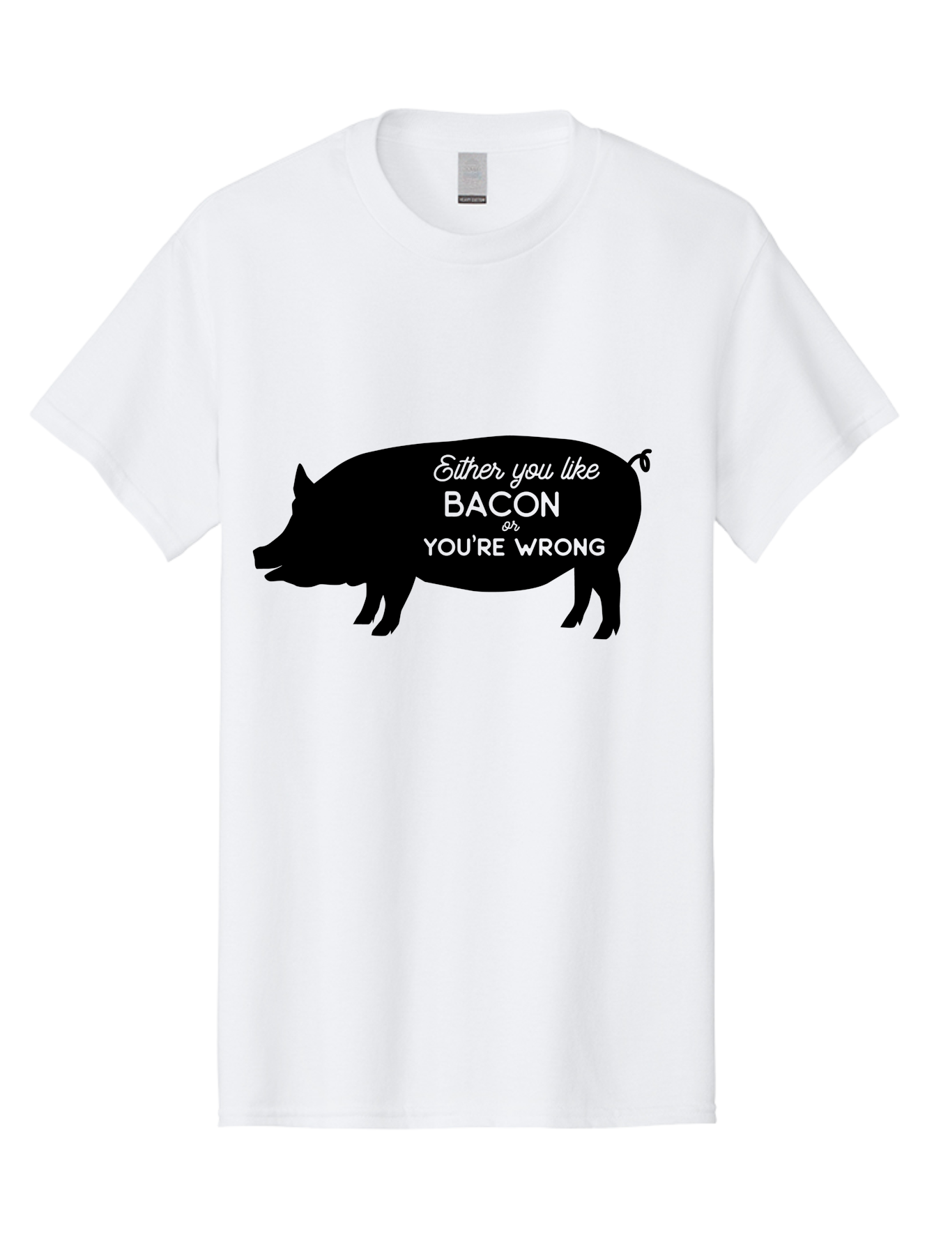 Bacon-Or-You-Re-Wrong Men'S Graphic Tee, 100% Cotton, Comfortable Casual Summer Wear, Machine Washable, Funny Quote, Bacon Lover, Pig Silhouette, Humorous Saying, Foodie Humor, Quote About Bacon, Bacon Enthusiast, Quirky Design, Aac485 3