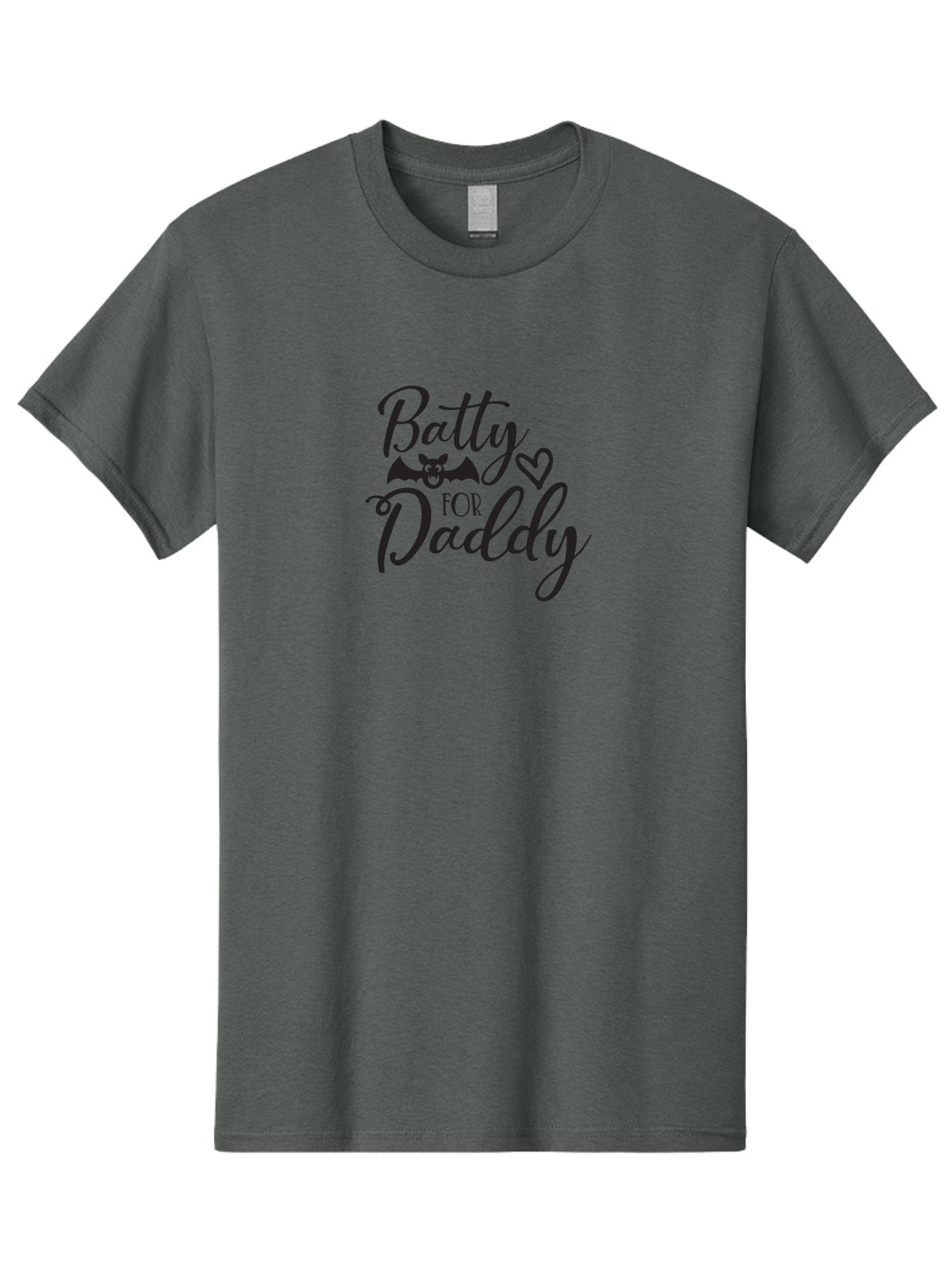 Batty-For-Daddy Men'S Graphic Tee, 100% Cotton, Comfortable Casual Summer Wear, Machine Washable, Batty For Daddy, Halloween Theme, Father'S Day Gift, Bat Design, Heart Symbol, Cursive Text, Love Message Aac490