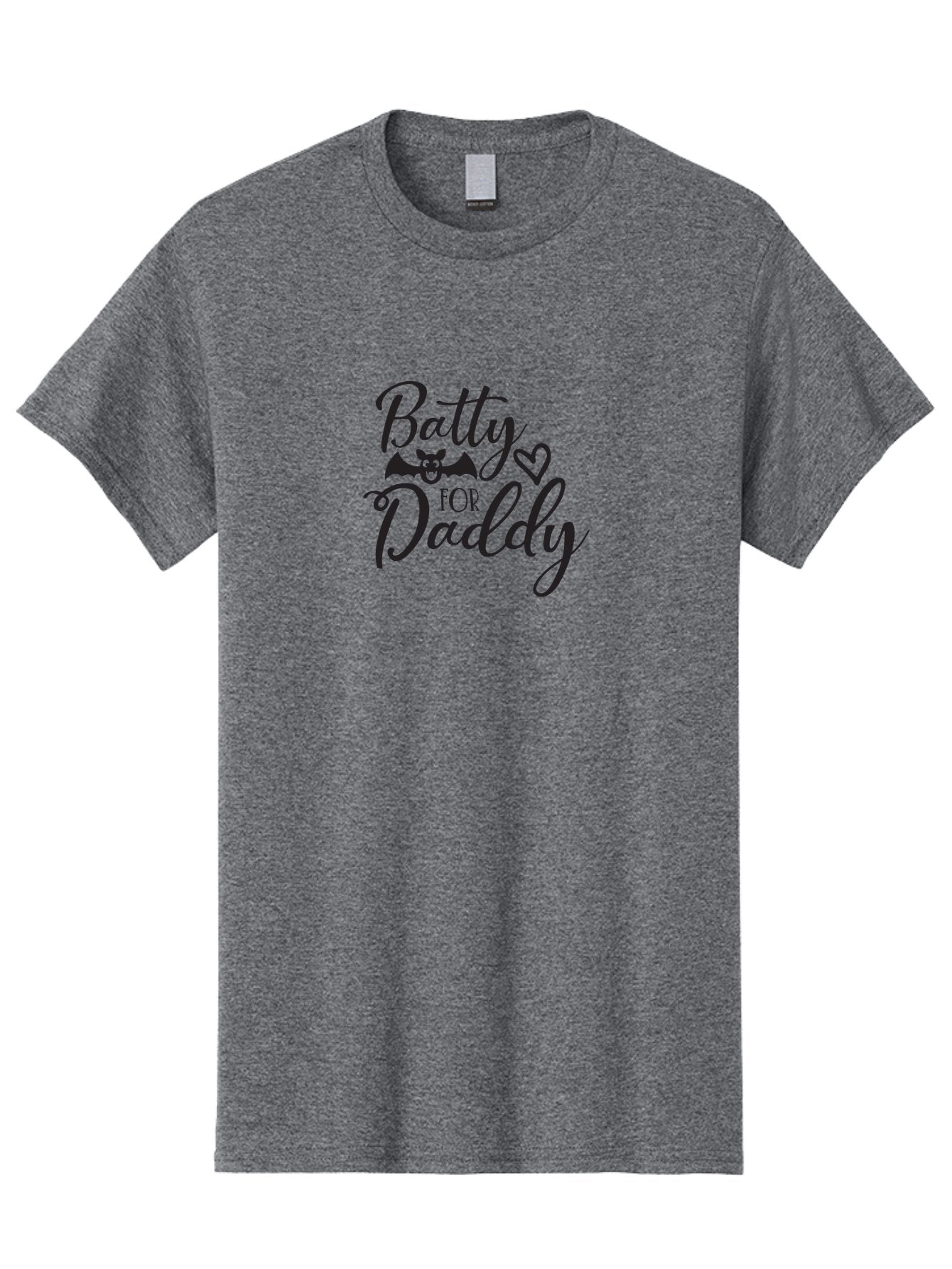 Batty-For-Daddy Men'S Graphic Tee, 100% Cotton, Comfortable Casual Summer Wear, Machine Washable, Batty For Daddy, Halloween Theme, Father'S Day Gift, Bat Design, Heart Symbol, Cursive Text, Love Message Aac490 3