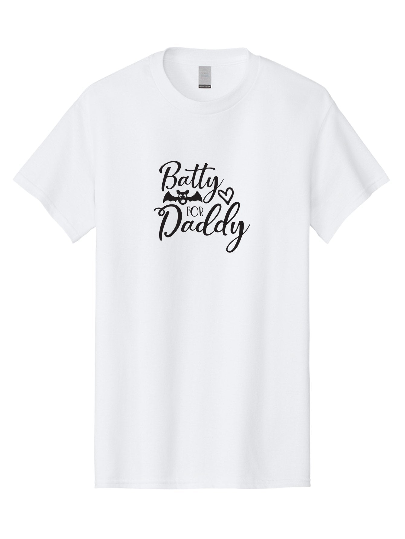 Batty-For-Daddy Men'S Graphic Tee, 100% Cotton, Comfortable Casual Summer Wear, Machine Washable, Batty For Daddy, Halloween Theme, Father'S Day Gift, Bat Design, Heart Symbol, Cursive Text, Love Message Aac490 13