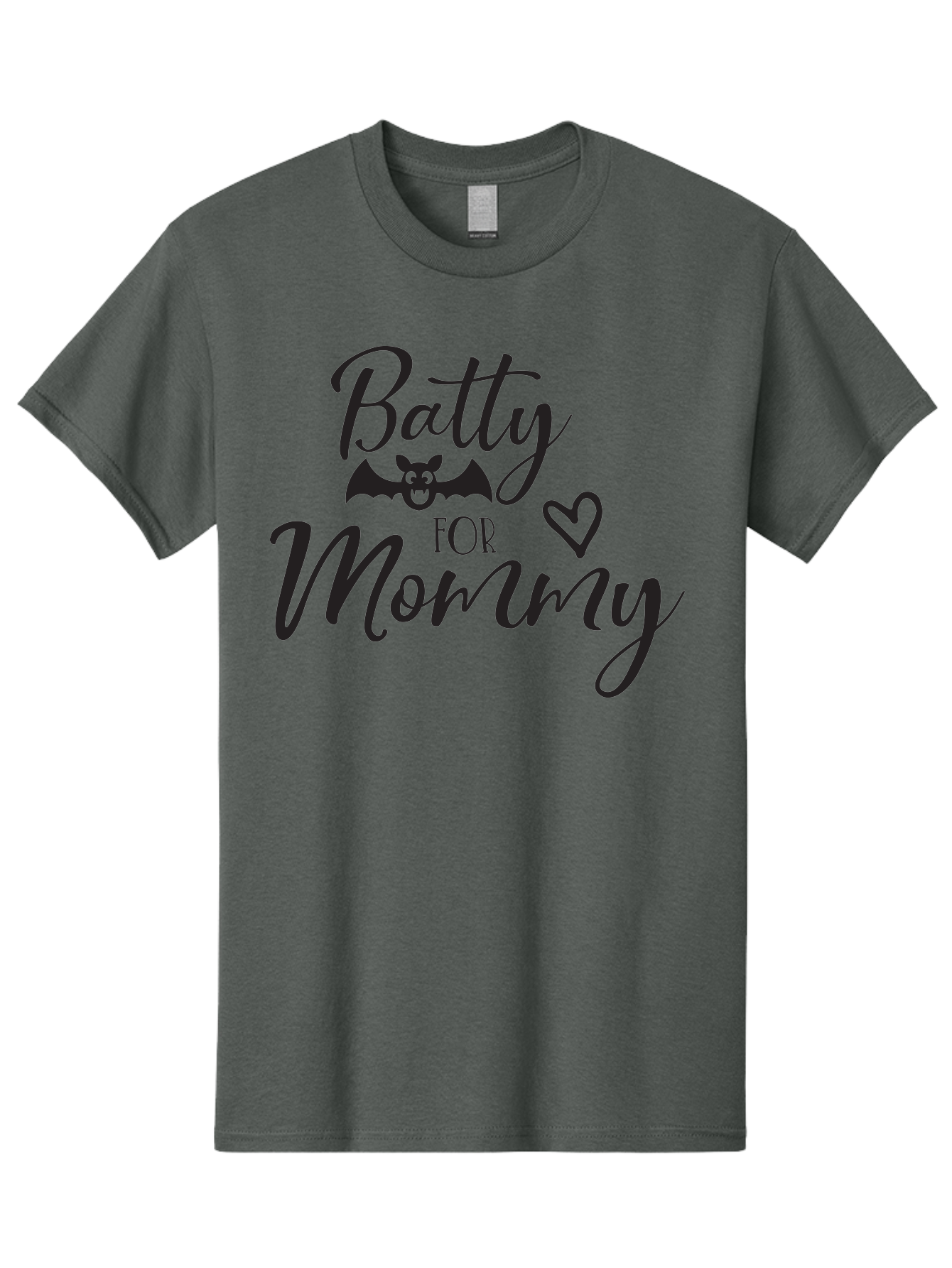 Batty-For-Mommy Men'S Graphic Tee, 100% Cotton, Comfortable Casual Summer Wear, Machine Washable, Halloween Theme, Batty For Mommy, Mother Child Love, Halloween Quotes, Funny Bat Design, Cursive Script, Heart Symbol, Mom Appreciation Aac491 21
