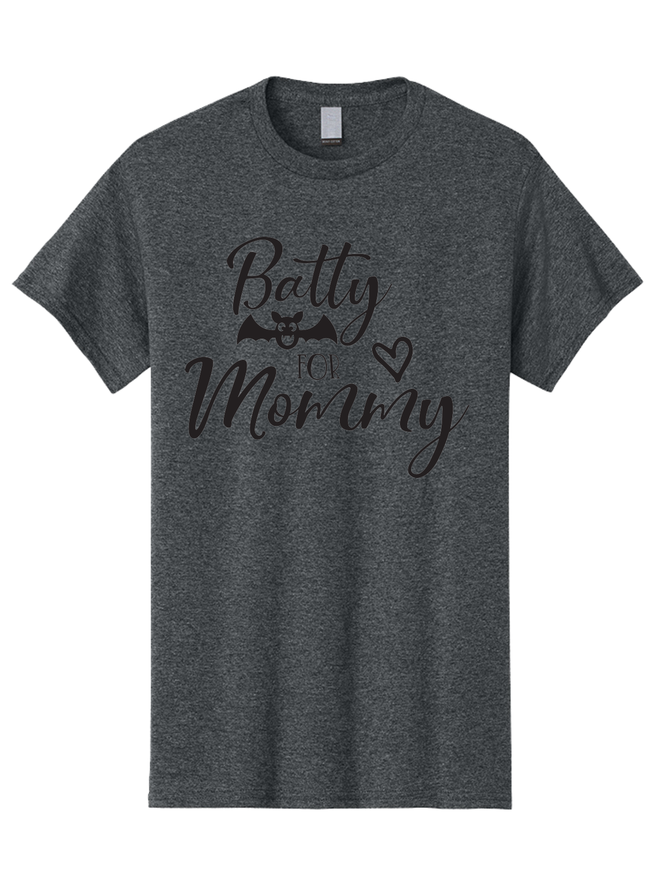 Batty-For-Mommy Men'S Graphic Tee, 100% Cotton, Comfortable Casual Summer Wear, Machine Washable, Halloween Theme, Batty For Mommy, Mother Child Love, Halloween Quotes, Funny Bat Design, Cursive Script, Heart Symbol, Mom Appreciation Aac491 13