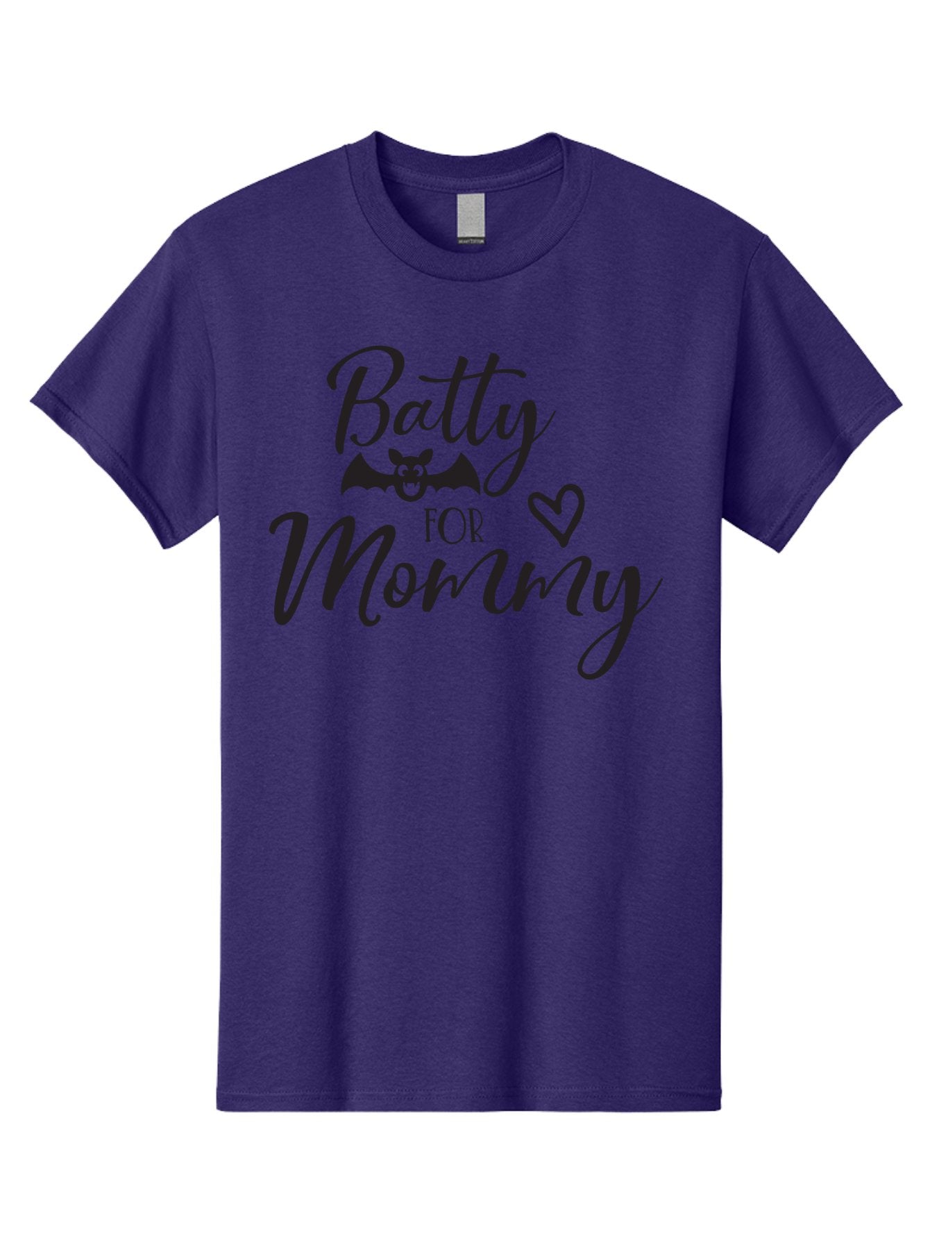 Batty-For-Mommy Men'S Graphic Tee, 100% Cotton, Comfortable Casual Summer Wear, Machine Washable, Halloween Theme, Batty For Mommy, Mother Child Love, Halloween Quotes, Funny Bat Design, Cursive Script, Heart Symbol, Mom Appreciation Aac491 3