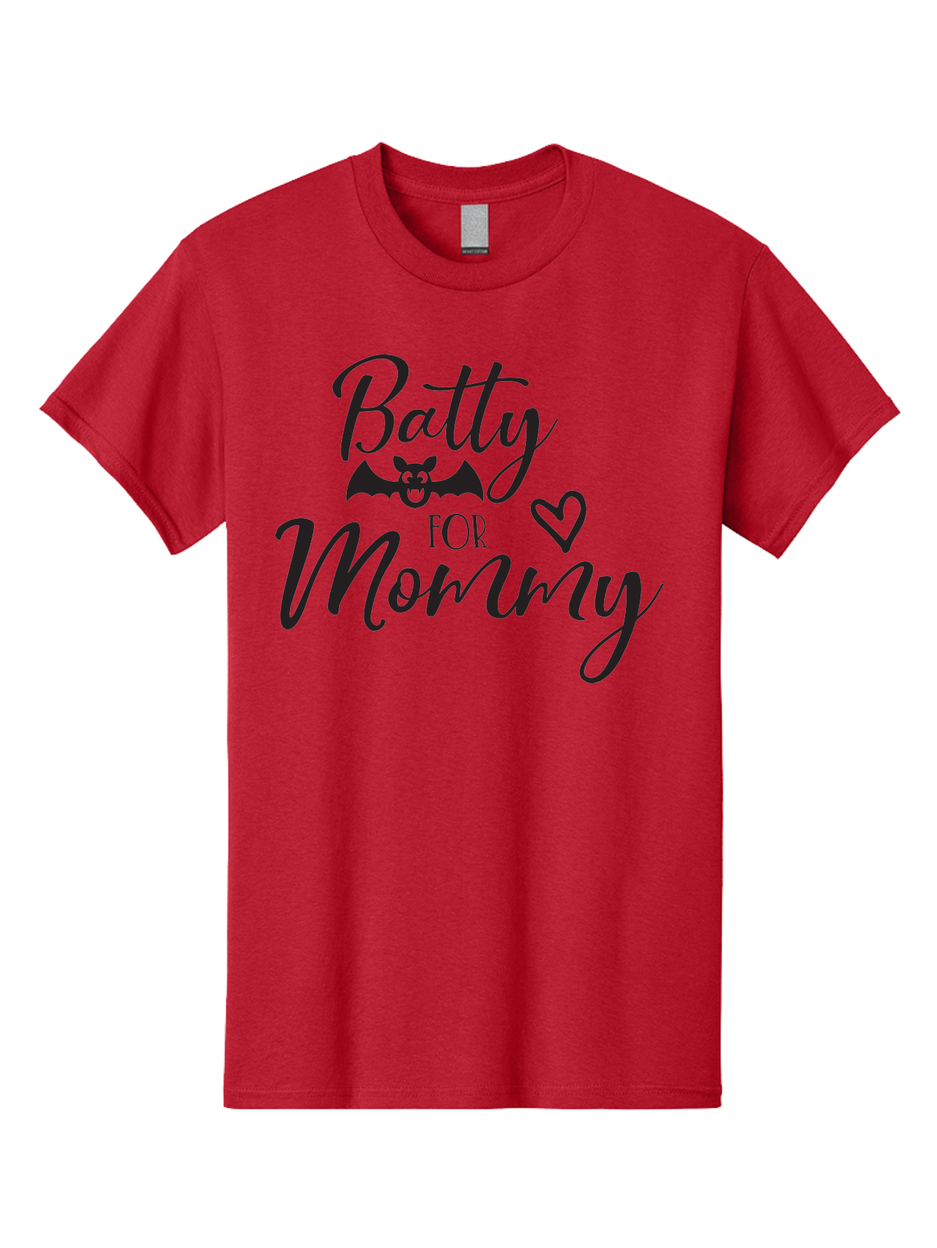 Batty-For-Mommy Men'S Graphic Tee, 100% Cotton, Comfortable Casual Summer Wear, Machine Washable, Halloween Theme, Batty For Mommy, Mother Child Love, Halloween Quotes, Funny Bat Design, Cursive Script, Heart Symbol, Mom Appreciation Aac491 5