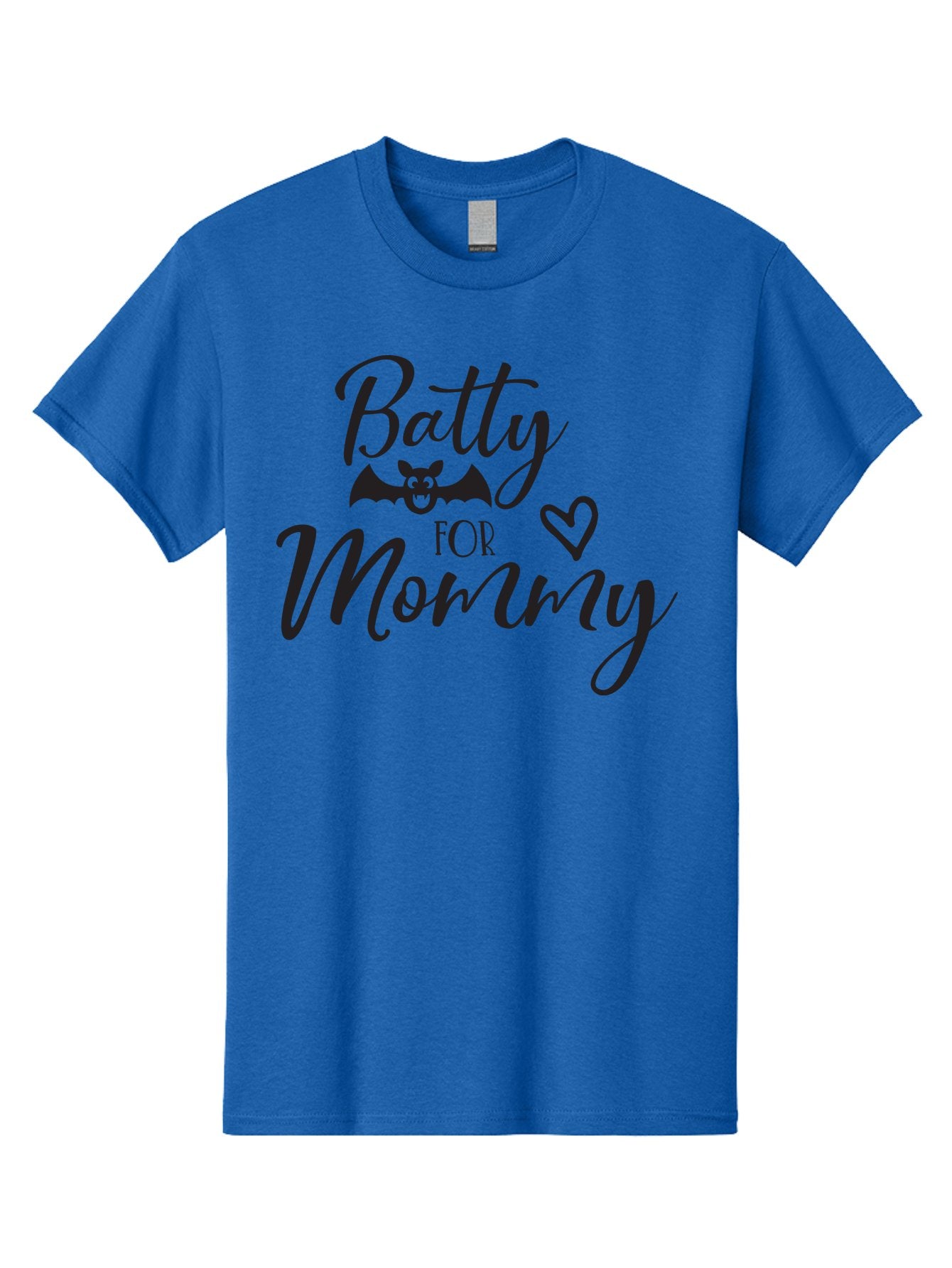 Batty-For-Mommy Men'S Graphic Tee, 100% Cotton, Comfortable Casual Summer Wear, Machine Washable, Halloween Theme, Batty For Mommy, Mother Child Love, Halloween Quotes, Funny Bat Design, Cursive Script, Heart Symbol, Mom Appreciation Aac491