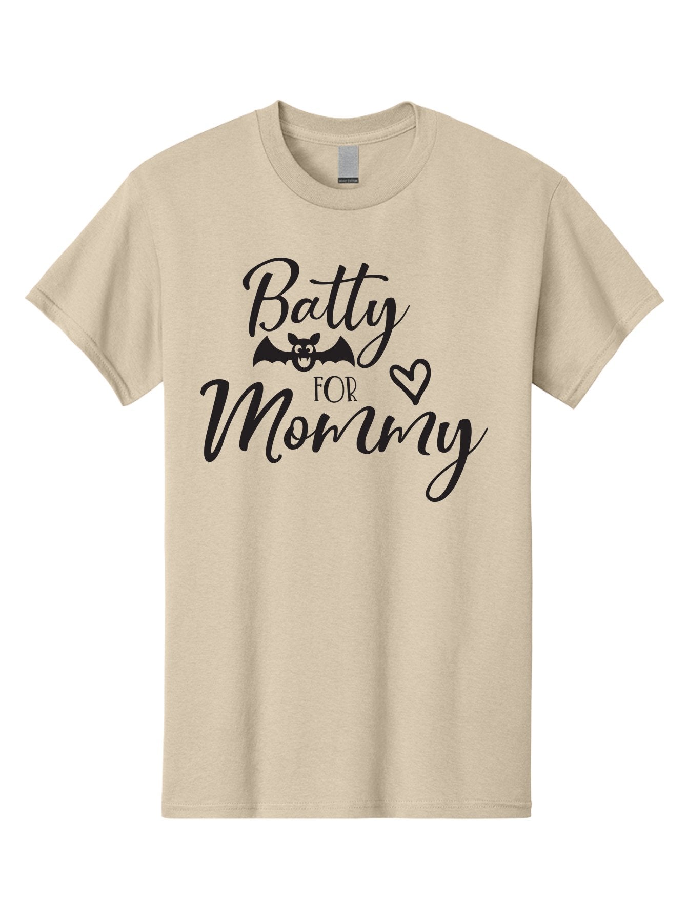 Batty-For-Mommy Men'S Graphic Tee, 100% Cotton, Comfortable Casual Summer Wear, Machine Washable, Halloween Theme, Batty For Mommy, Mother Child Love, Halloween Quotes, Funny Bat Design, Cursive Script, Heart Symbol, Mom Appreciation Aac491 9