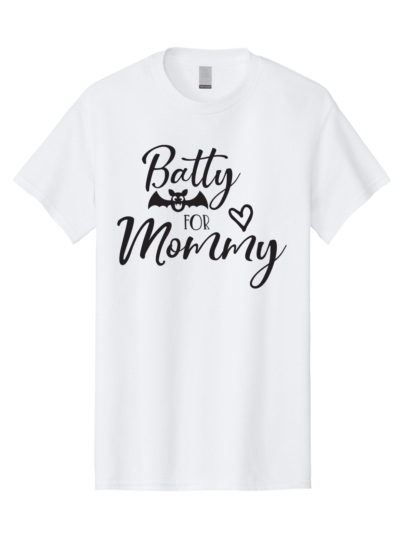 Batty-For-Mommy Men'S Graphic Tee, 100% Cotton, Comfortable Casual Summer Wear, Machine Washable, Halloween Theme, Batty For Mommy, Mother Child Love, Halloween Quotes, Funny Bat Design, Cursive Script, Heart Symbol, Mom Appreciation Aac491 5