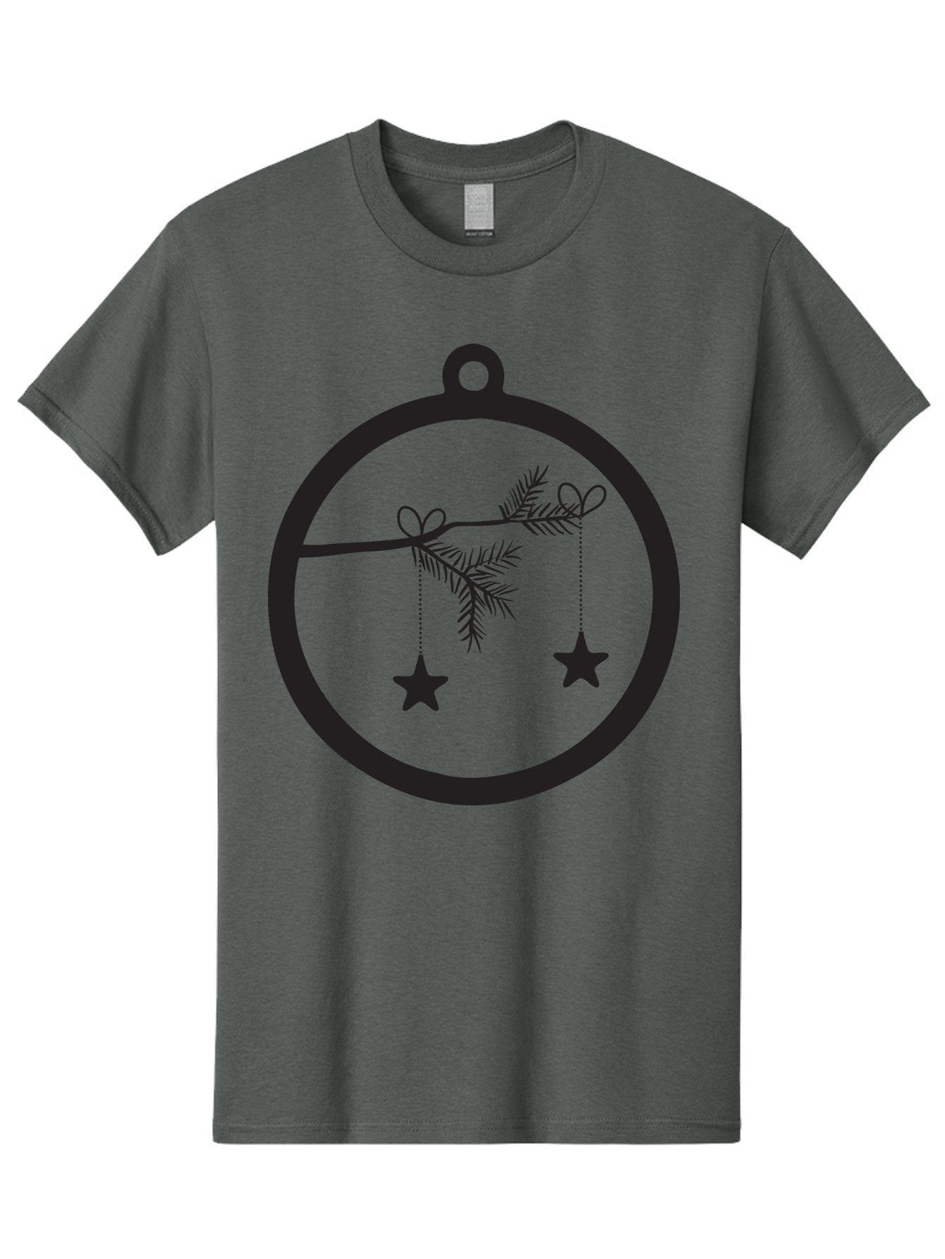 Bauble-With-Ornaments Men'S Graphic Tee, 100% Cotton, Comfortable Casual Summer Wear, Machine Washable, Christmas Decoration, Hanging Ornaments, Pine Branch, Star Decorations, Festive Design, Holiday Decor, Seasonal Theme, Xmas Tree Aac492