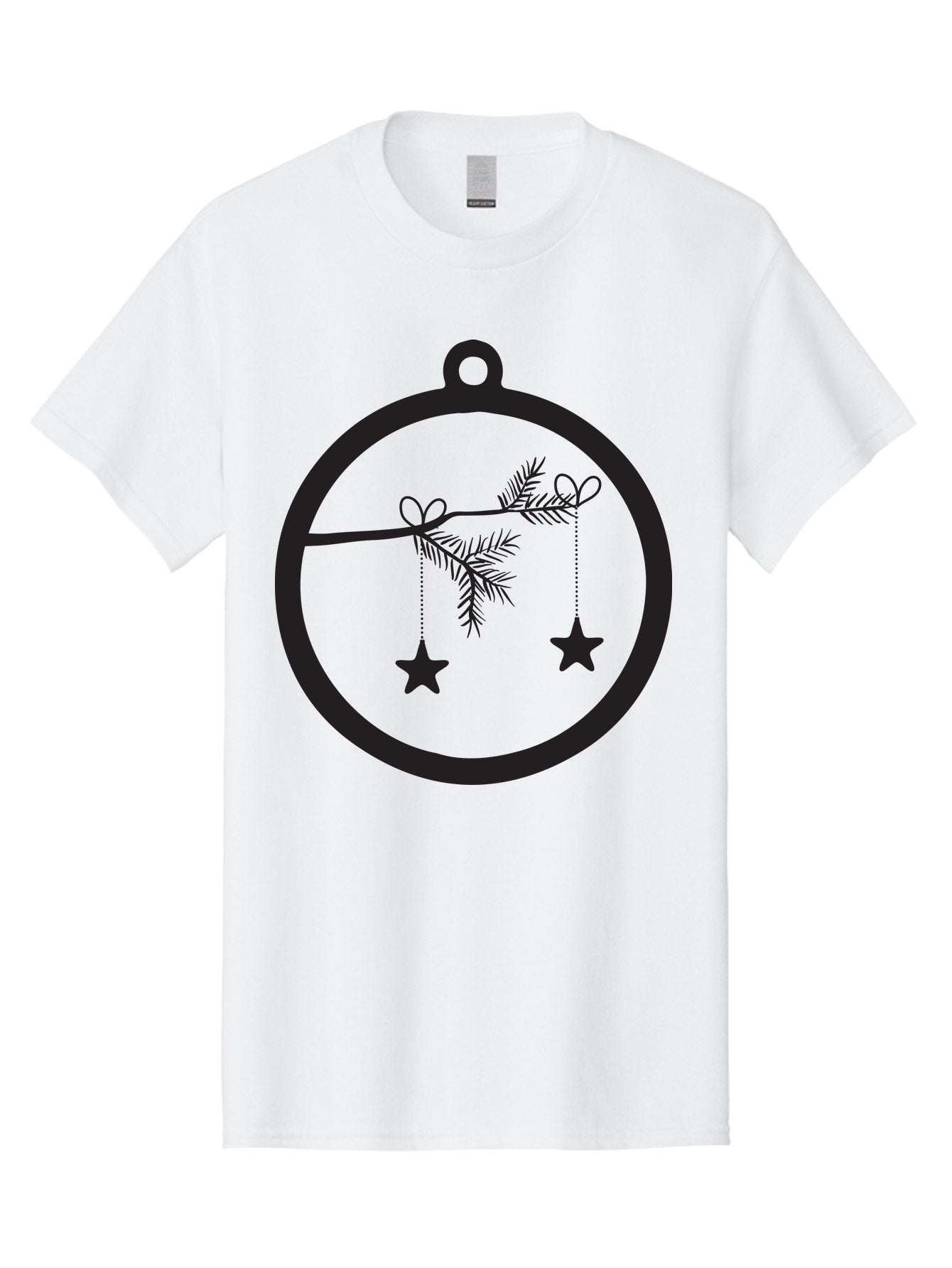 Bauble-With-Ornaments Men'S Graphic Tee, 100% Cotton, Comfortable Casual Summer Wear, Machine Washable, Christmas Decoration, Hanging Ornaments, Pine Branch, Star Decorations, Festive Design, Holiday Decor, Seasonal Theme, Xmas Tree Aac492 10