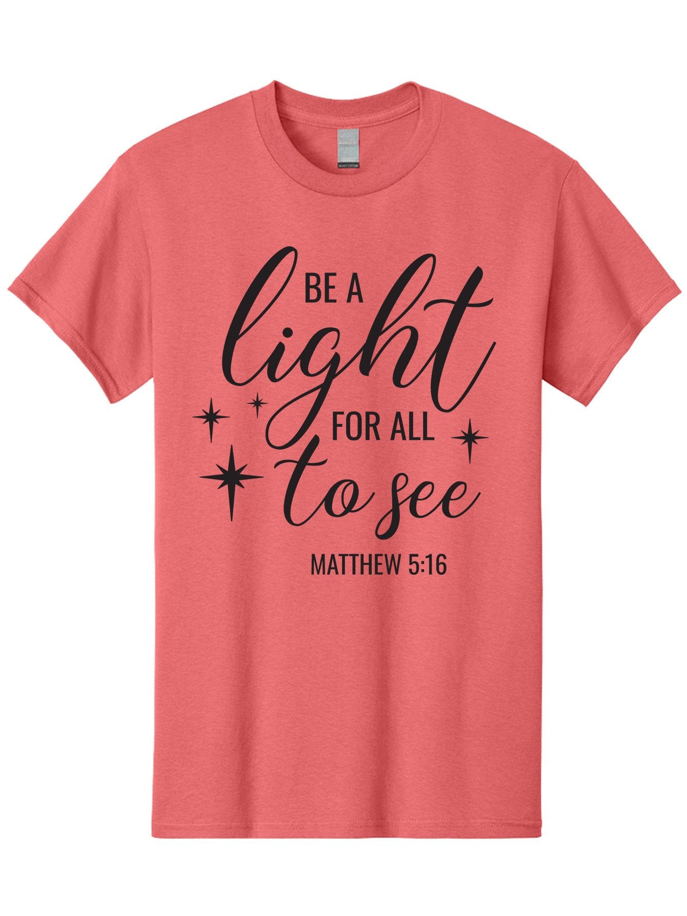 Be-A-Light-For-All-To-See Men'S Graphic Tee, 100% Cotton, Comfortable Casual Summer Wear, Machine Washable, Inspirational Quote, Biblical Verse, Matthew 5:16, Motivational Message, Be A Light, Positivity, Faith, Spirituality, Guidance, Aac493 11