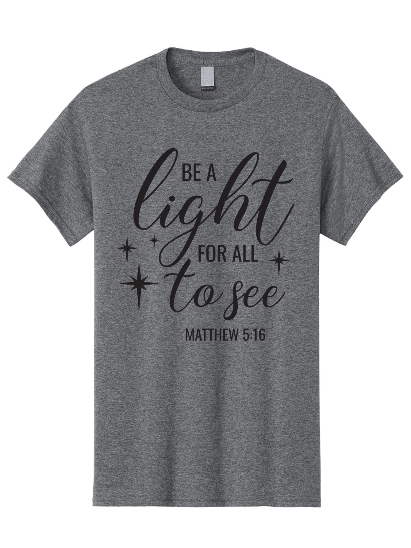 Be-A-Light-For-All-To-See Men'S Graphic Tee, 100% Cotton, Comfortable Casual Summer Wear, Machine Washable, Inspirational Quote, Biblical Verse, Matthew 5:16, Motivational Message, Be A Light, Positivity, Faith, Spirituality, Guidance, Aac493 7