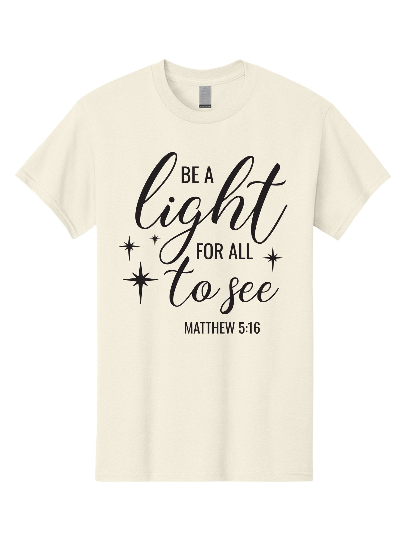 Be-A-Light-For-All-To-See Men'S Graphic Tee, 100% Cotton, Comfortable Casual Summer Wear, Machine Washable, Inspirational Quote, Biblical Verse, Matthew 5:16, Motivational Message, Be A Light, Positivity, Faith, Spirituality, Guidance, Aac493 5