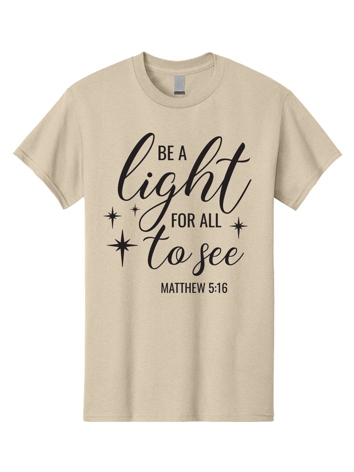 Be-A-Light-For-All-To-See Men'S Graphic Tee, 100% Cotton, Comfortable Casual Summer Wear, Machine Washable, Inspirational Quote, Biblical Verse, Matthew 5:16, Motivational Message, Be A Light, Positivity, Faith, Spirituality, Guidance, Aac493 13