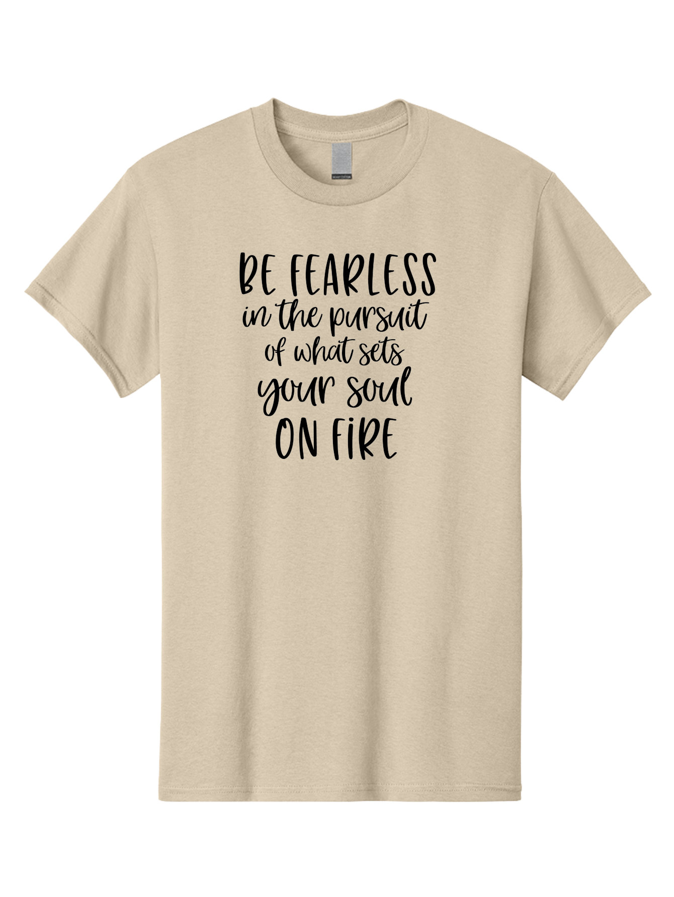 Be-Fearless Men'S Graphic Tee, 100% Cotton, Comfortable Casual Summer Wear, Machine Washable, Motivational Quote, Inspiring Words, Fearless Pursuit, Soulful Journey, Inner Fire, Motivational Poster, Positivity, Encouragement, Success Mindset, Aac495