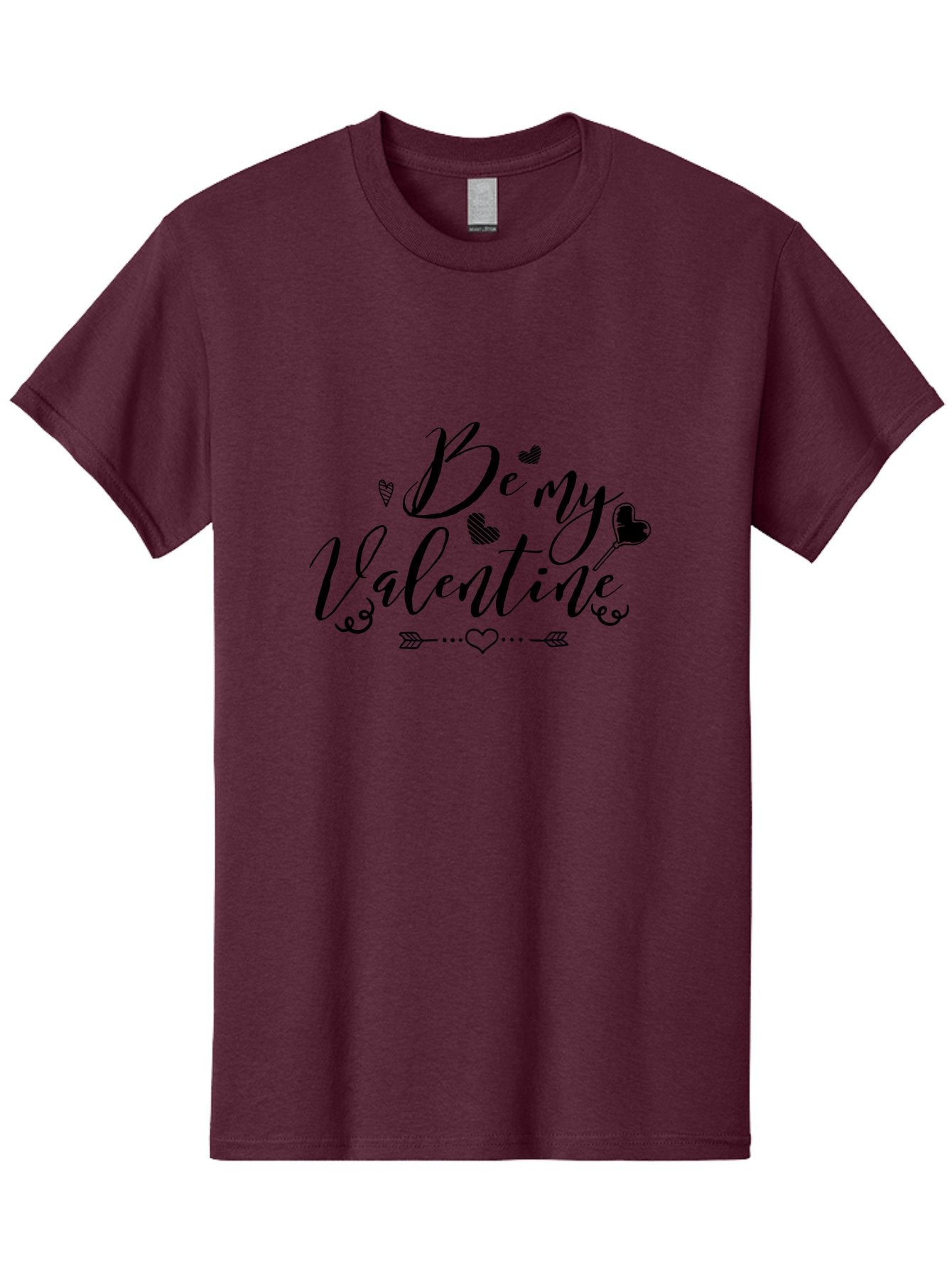Be-My-Valentine-1 Men'S Graphic Tee, 100% Cotton, Comfortable Casual Summer Wear, Machine Washable, Valentines Day Message, Heartwarming Phrases, Love Quotes, Romantic Gestures, Heart Shaped Decorations, Arrow Through Heart, Love Symbols, Aac498