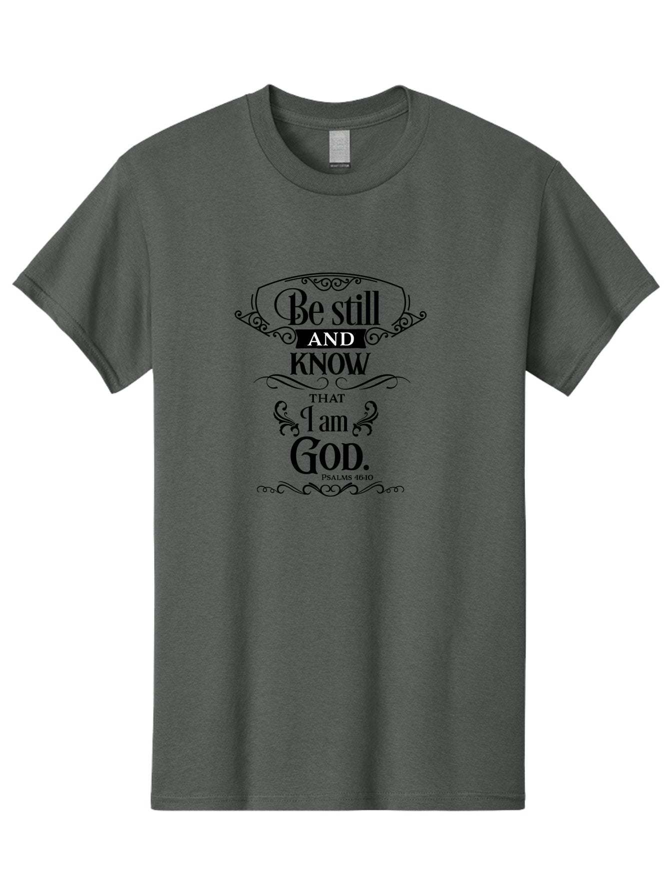 Be-Still-And-Know-That-I-Am-God Men'S Graphic Tee, 100% Cotton, Comfortable Casual Summer Wear, Machine Washable, Inspirational Quote, Bible Verse, Psalms 46:10, Motivational Words, Faith-Based Art, Spiritual Message, Stillness, Aac500 13