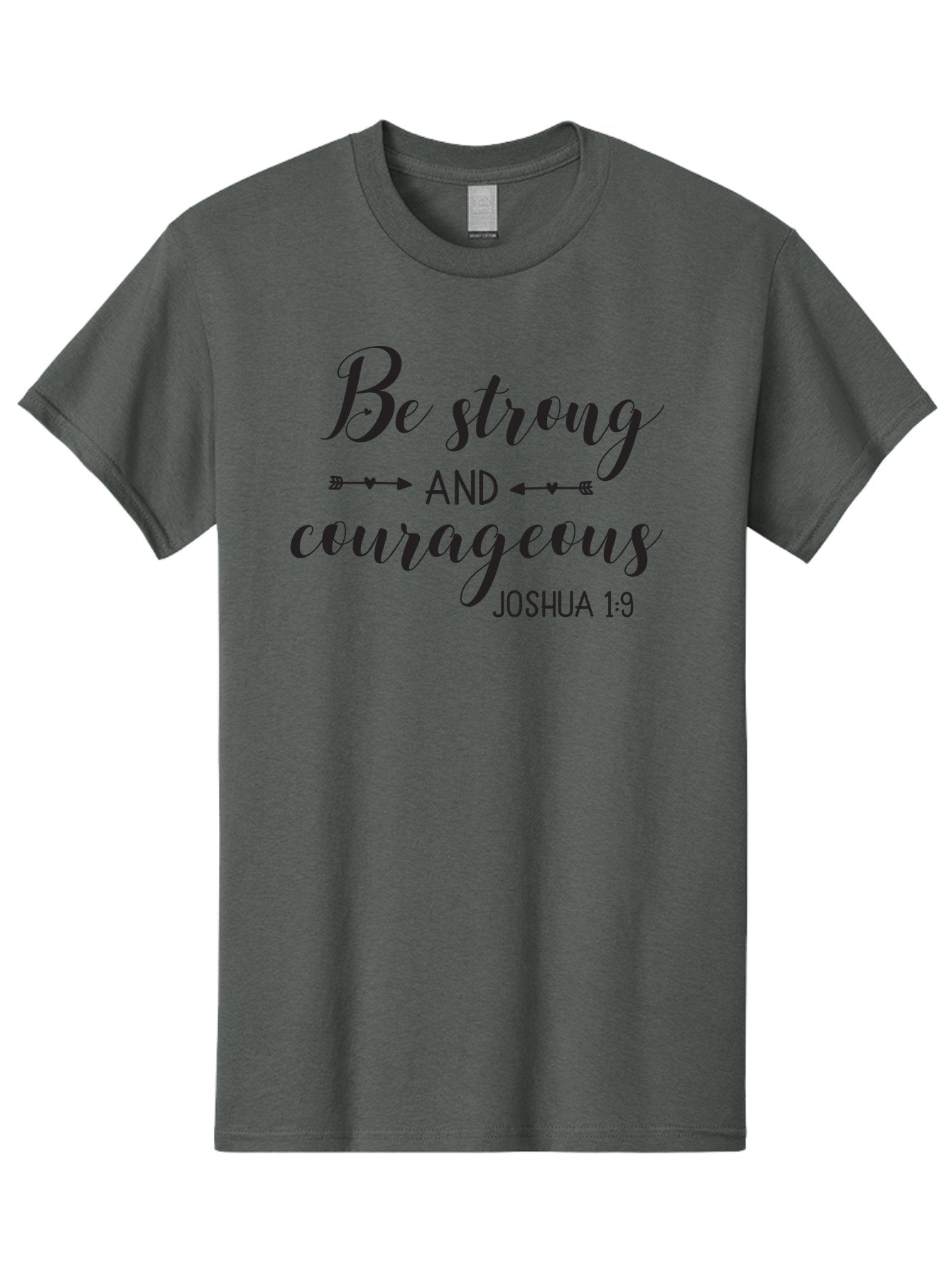Be-Strong-And-Courageous Men'S Graphic Tee, 100% Cotton, Comfortable Casual Summer Wear, Machine Washable, Inspirational Quote, Motivational Words, Biblical Phrase, Joshua 1:9, Be Strong, Be Courageous, Arrow Symbols, Scripture Art, Aac501