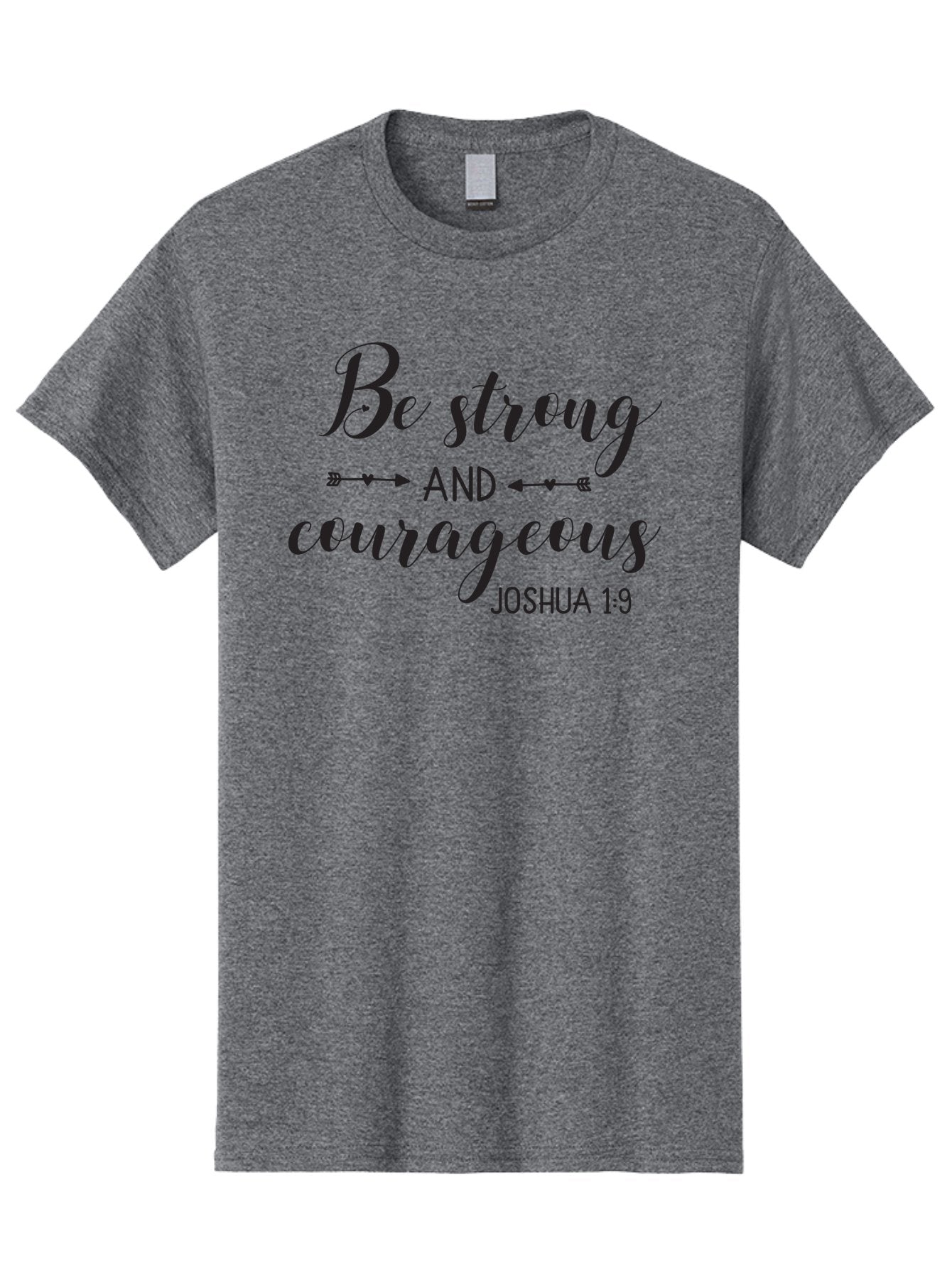 Be-Strong-And-Courageous Men'S Graphic Tee, 100% Cotton, Comfortable Casual Summer Wear, Machine Washable, Inspirational Quote, Motivational Words, Biblical Phrase, Joshua 1:9, Be Strong, Be Courageous, Arrow Symbols, Scripture Art, Aac501 9