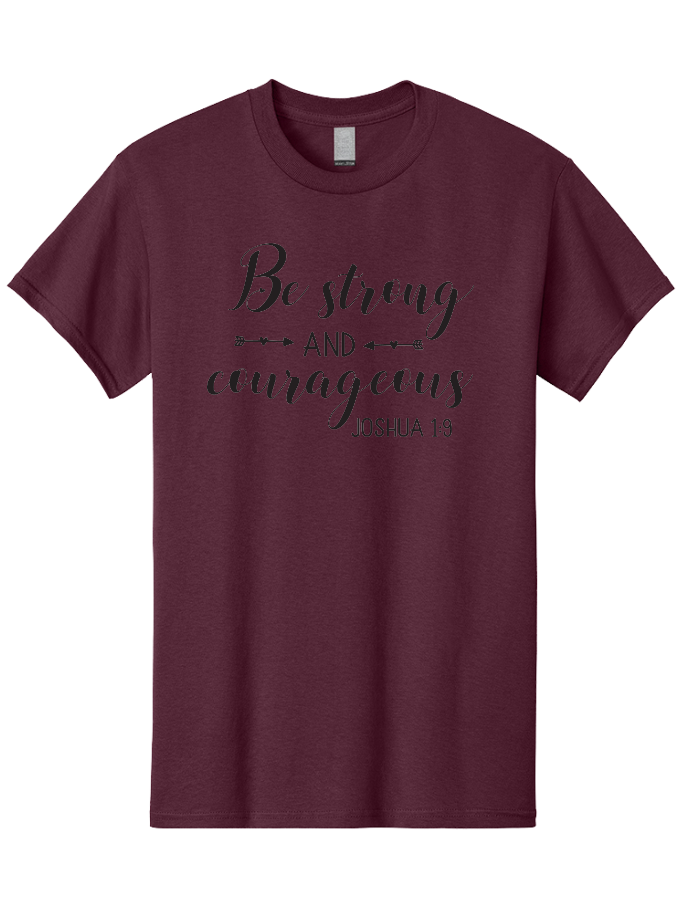 Be-Strong-And-Courageous Men'S Graphic Tee, 100% Cotton, Comfortable Casual Summer Wear, Machine Washable, Inspirational Quote, Motivational Words, Biblical Phrase, Joshua 1:9, Be Strong, Be Courageous, Arrow Symbols, Scripture Art, Aac501 21
