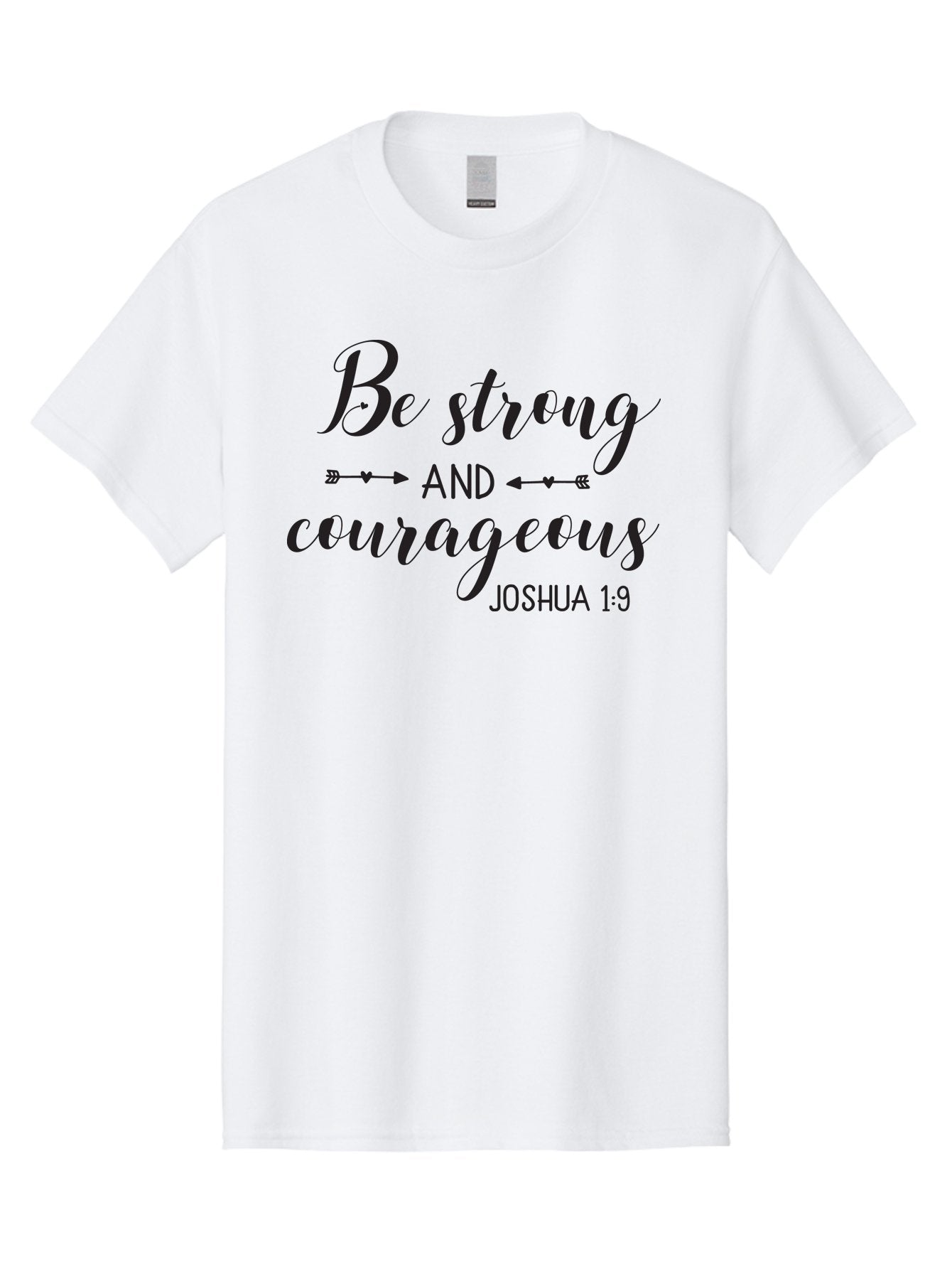 Be-Strong-And-Courageous Men'S Graphic Tee, 100% Cotton, Comfortable Casual Summer Wear, Machine Washable, Inspirational Quote, Motivational Words, Biblical Phrase, Joshua 1:9, Be Strong, Be Courageous, Arrow Symbols, Scripture Art, Aac501 5