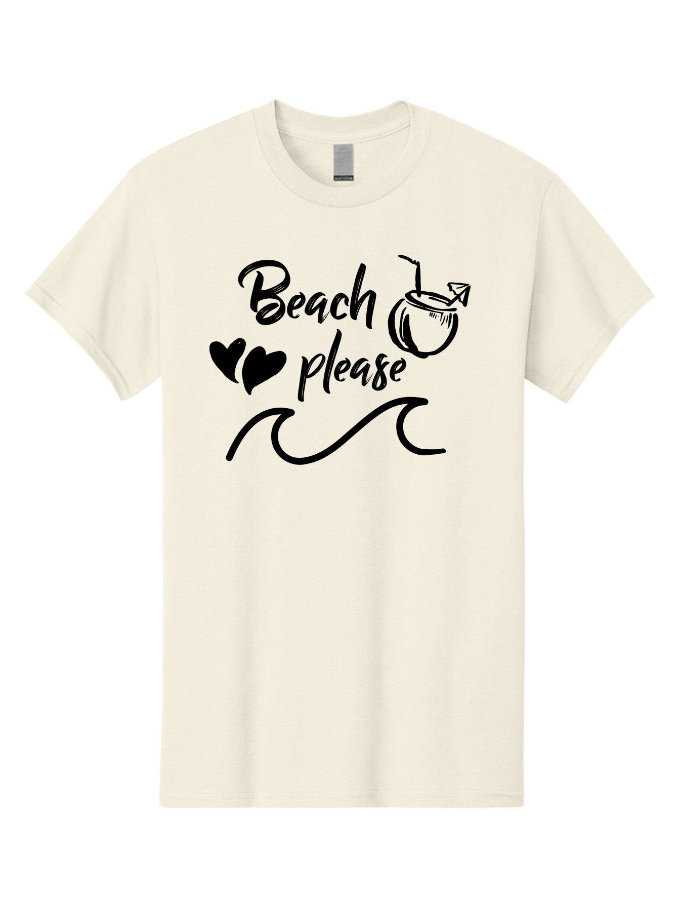 Beach-Please Men'S Graphic Tee, 100% Cotton, Comfortable Casual Summer Wear, Machine Washable, Beach Vibes, Summer Getaway, Tropical Paradise, Coconut Drink, Ocean Waves, Wavy Line Art, Black Hearts, Beachy Feel, Vacation Mode Aac503 9