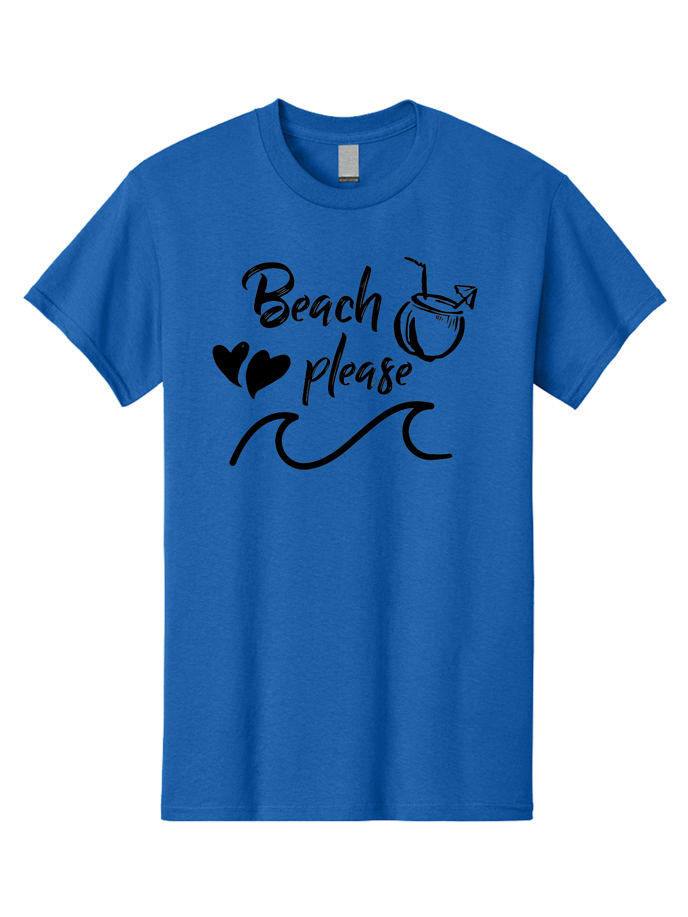 Beach-Please Men'S Graphic Tee, 100% Cotton, Comfortable Casual Summer Wear, Machine Washable, Beach Vibes, Summer Getaway, Tropical Paradise, Coconut Drink, Ocean Waves, Wavy Line Art, Black Hearts, Beachy Feel, Vacation Mode Aac503 27