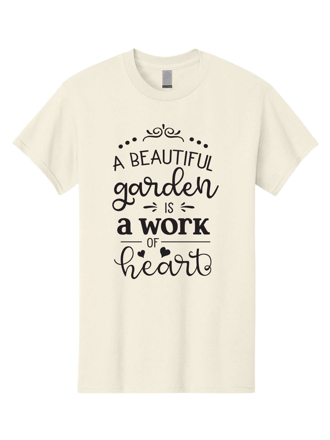 Beautiful-Garden-Is-Work-Of-Heart Men'S Graphic Tee, 100% Cotton, Comfortable Casual Summer Wear, Machine Washable, Inspirational Garden Quote, Beautiful Garden, Work Of Heart, Gardening Inspiration, Garden Love, Heartwarming Garden, Aac504 5
