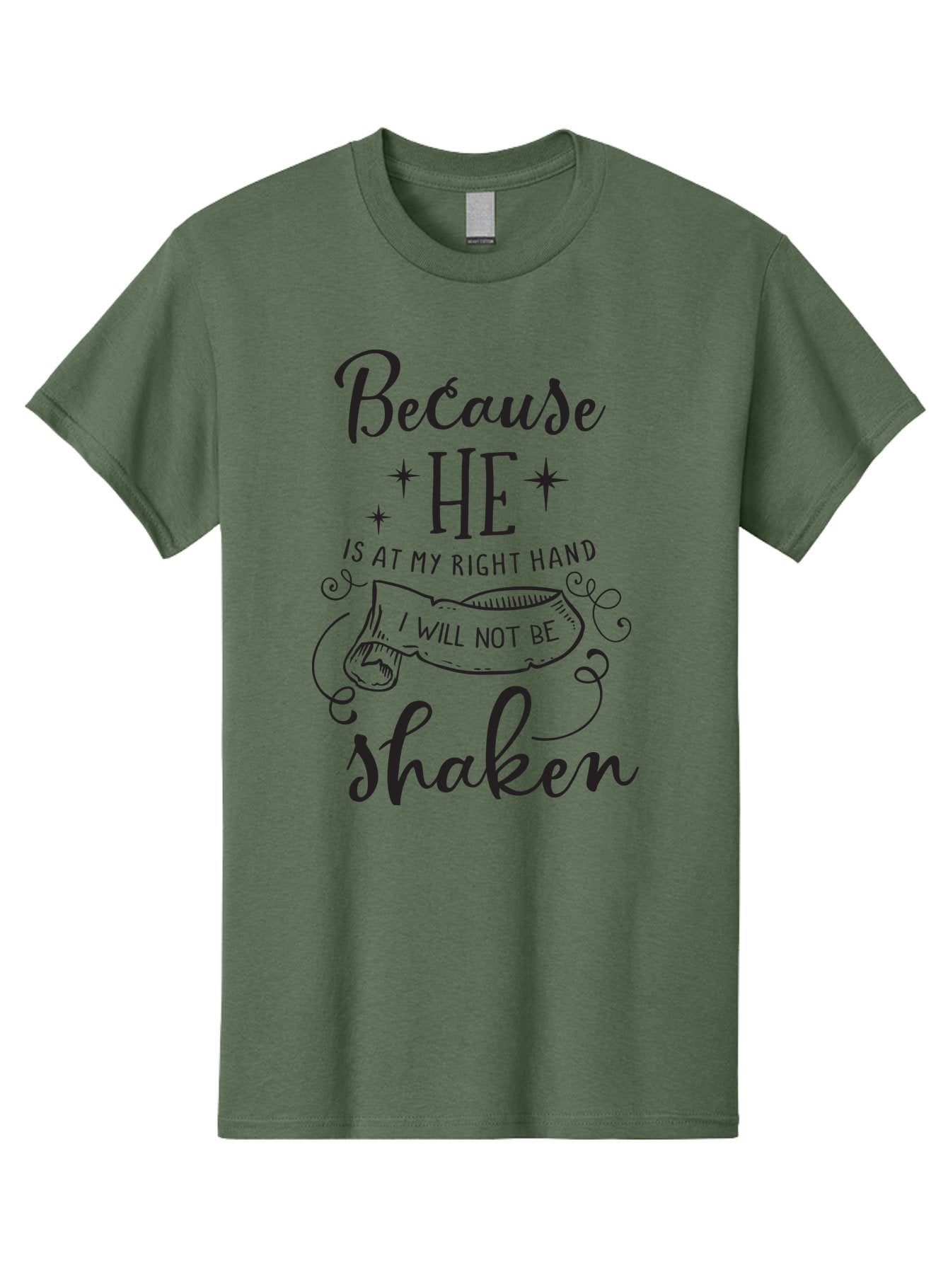 Because-He-Is-At-My-Right-Hand-I-Will-Not-Be-Shaken Men'S Graphic Tee, 100% Cotton, Comfortable Casual Summer Wear, Machine Washable, Inspirational Quote, Motivational Phrase, Faith-Based Design, Spiritual Message, Bible Verse, Scripture Art, Aac505 6