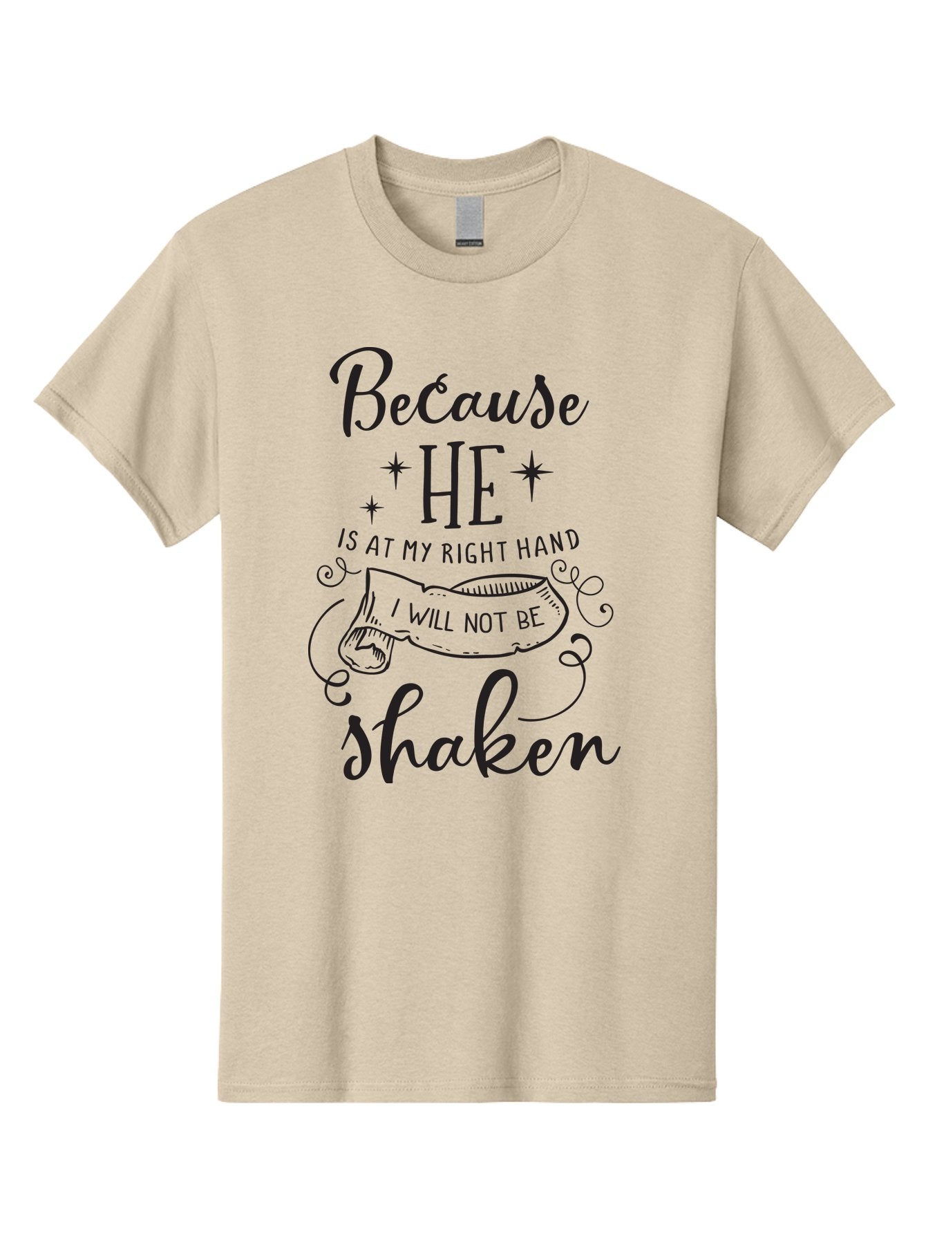 Because-He-Is-At-My-Right-Hand-I-Will-Not-Be-Shaken Men'S Graphic Tee, 100% Cotton, Comfortable Casual Summer Wear, Machine Washable, Inspirational Quote, Motivational Phrase, Faith-Based Design, Spiritual Message, Bible Verse, Scripture Art, Aac505 12
