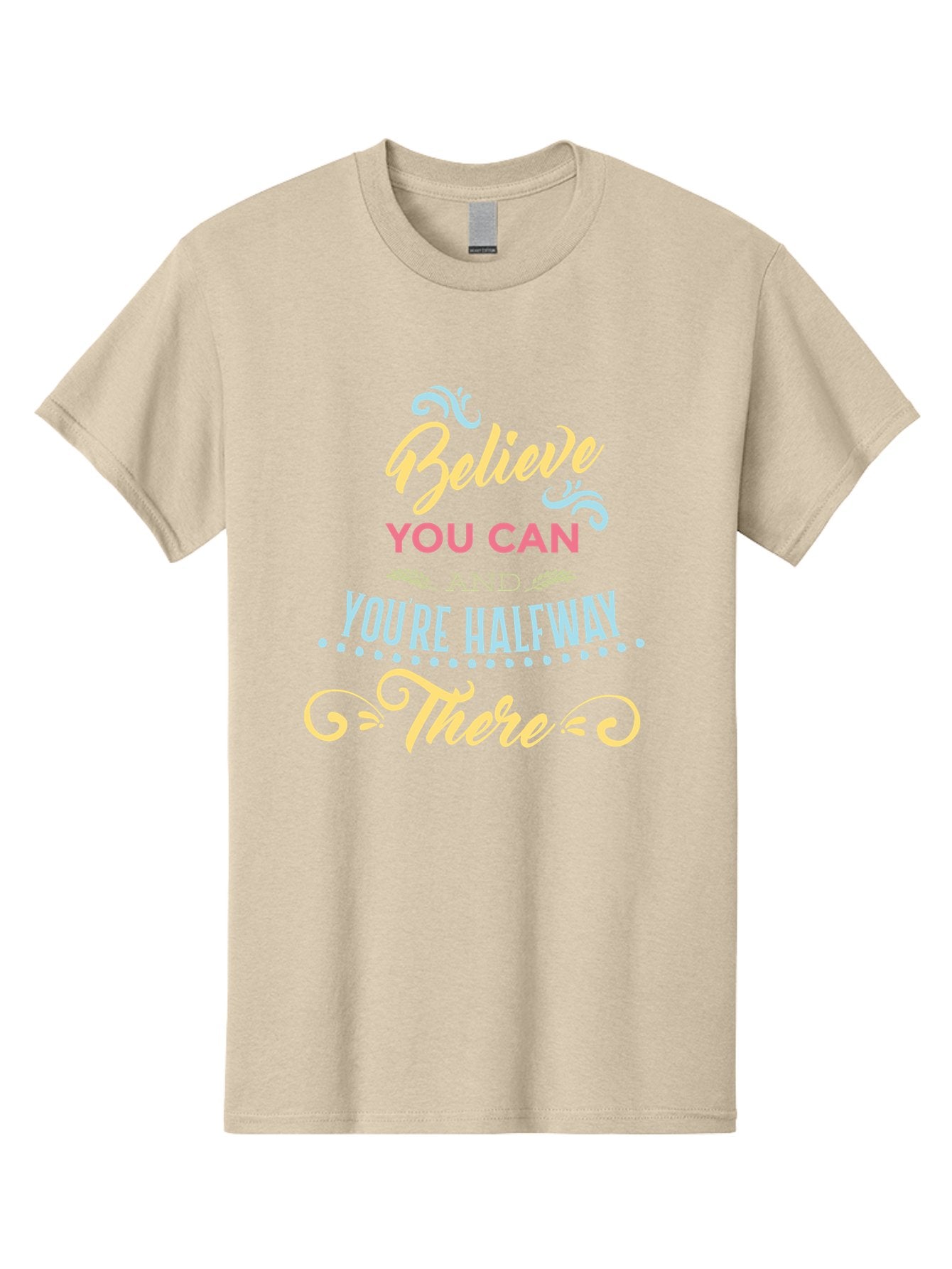 Believe-You-Can-And-You-Re-Halfway-There Men'S Graphic Tee, 100% Cotton, Comfortable Casual Summer Wear, Machine Washable, Motivational Quote, Believe In Yourself, Positive Affirmation, Inspirational Message, Empowerment, Confidence, Aac507 13