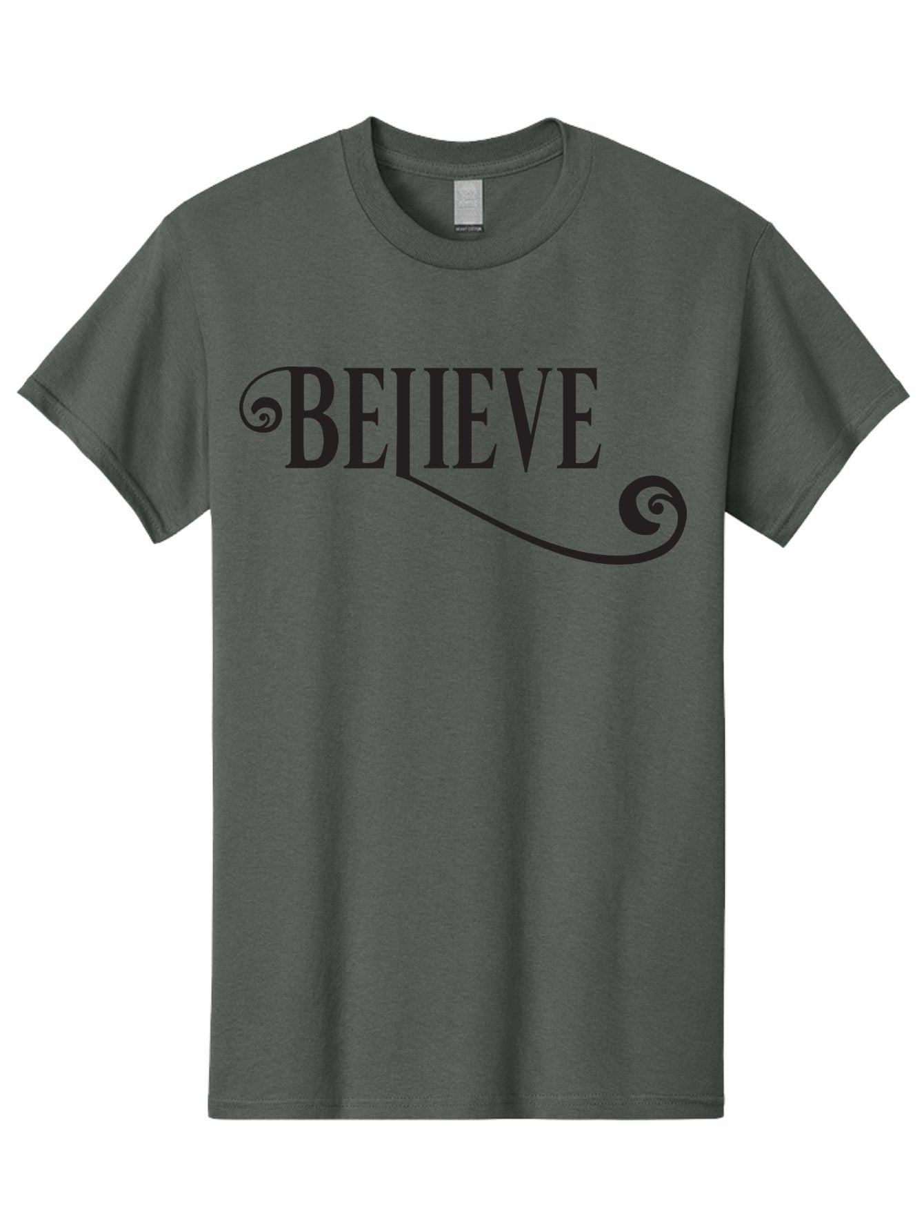 Believe Men'S Graphic Tee, 100% Cotton, Comfortable Casual Summer Wear, Machine Washable, Believe, Motivational Quote, Inspirational Message, Typography Art, Positive Affirmation, Empowerment, Self-Belief, Confidence Boost, Decorative Swirls, Aac508 11